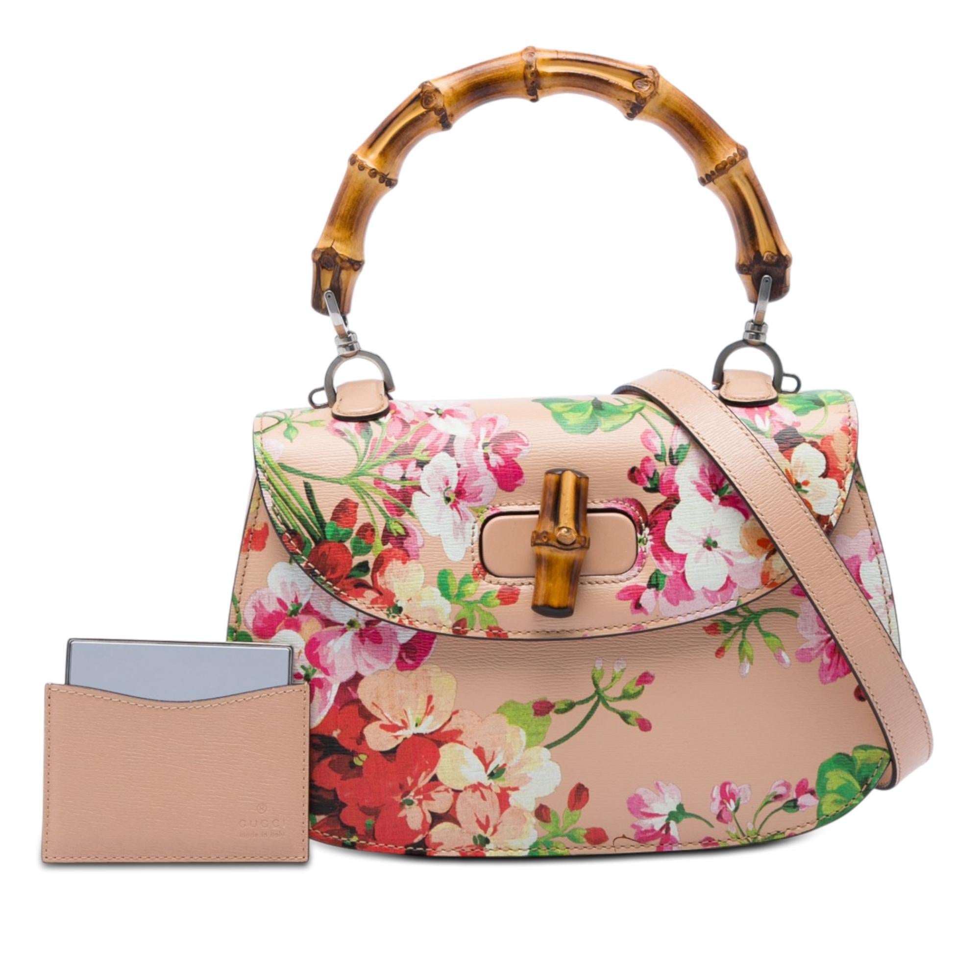 Gucci Medium Calfskin Blooms Bamboo Top Handle Bag