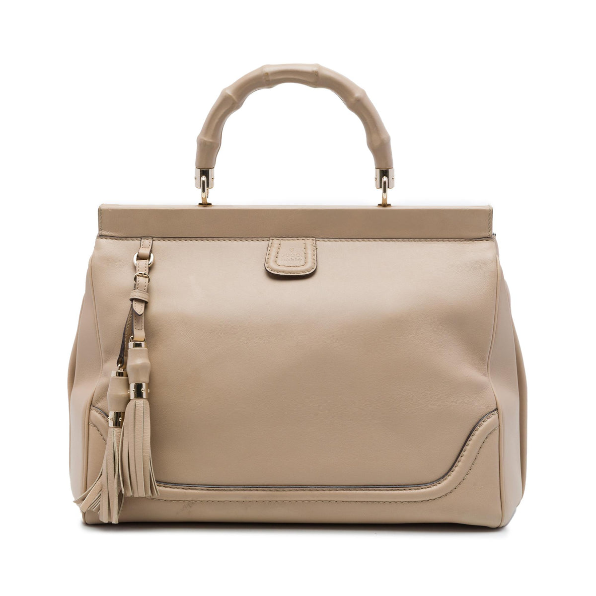 Gucci Medium Calfskin Bold Bamboo Top Handle Bag