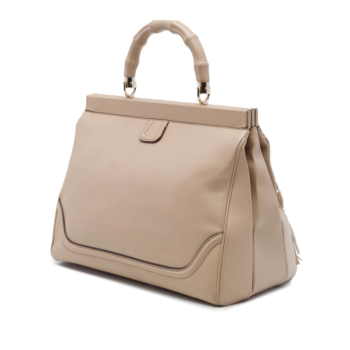 Gucci Medium Calfskin Bold Bamboo Top Handle Bag