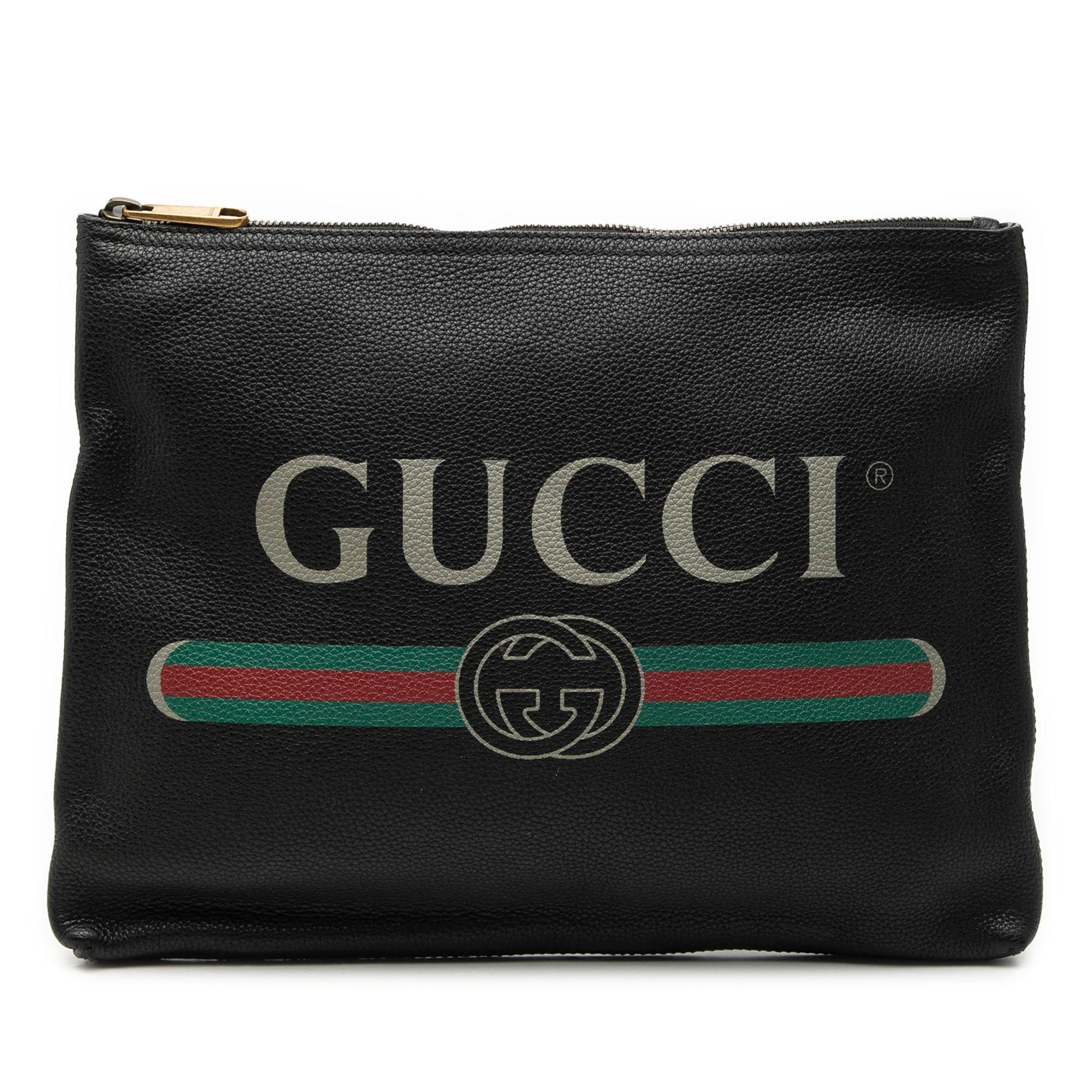 Gucci Medium Calfskin Logo Portfolio Clutch