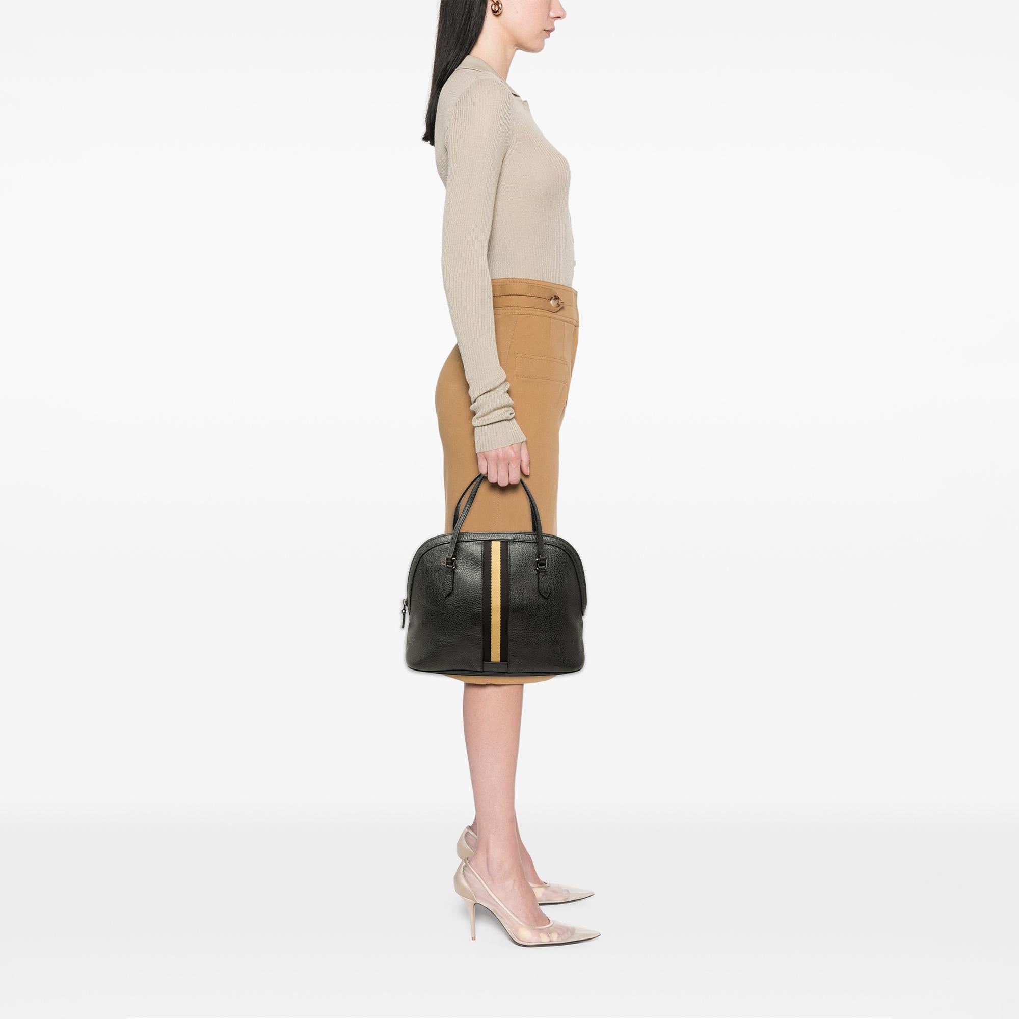 Gucci Medium Calfskin Web Dome Satchel