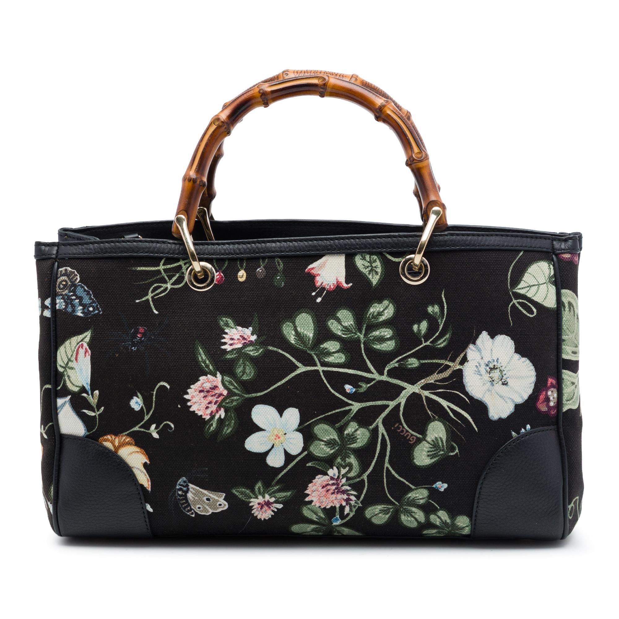 Gucci Medium Canvas Flora Knight Bamboo Shopper Satchel