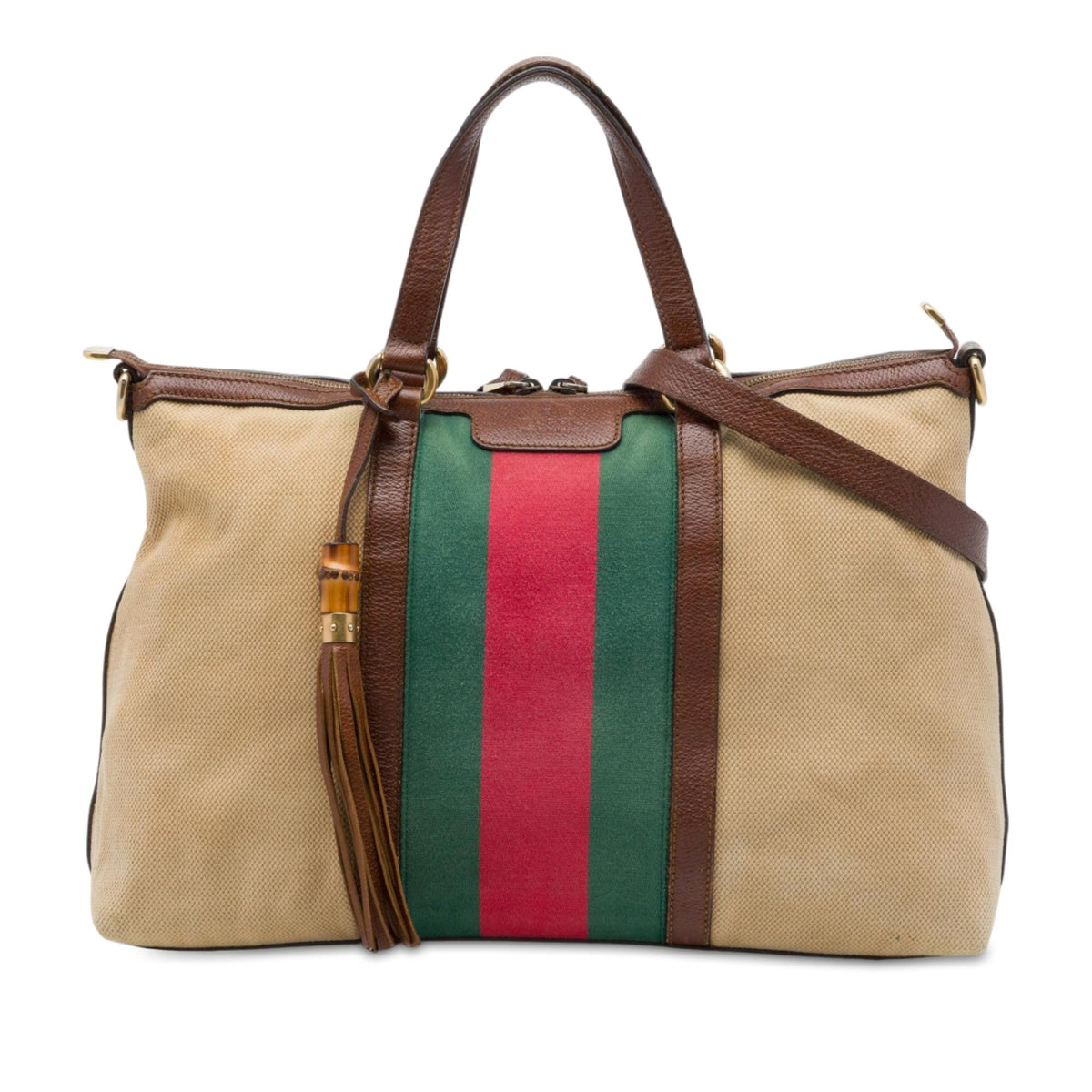 Gucci Medium Canvas Web Rania Top Handle Bag