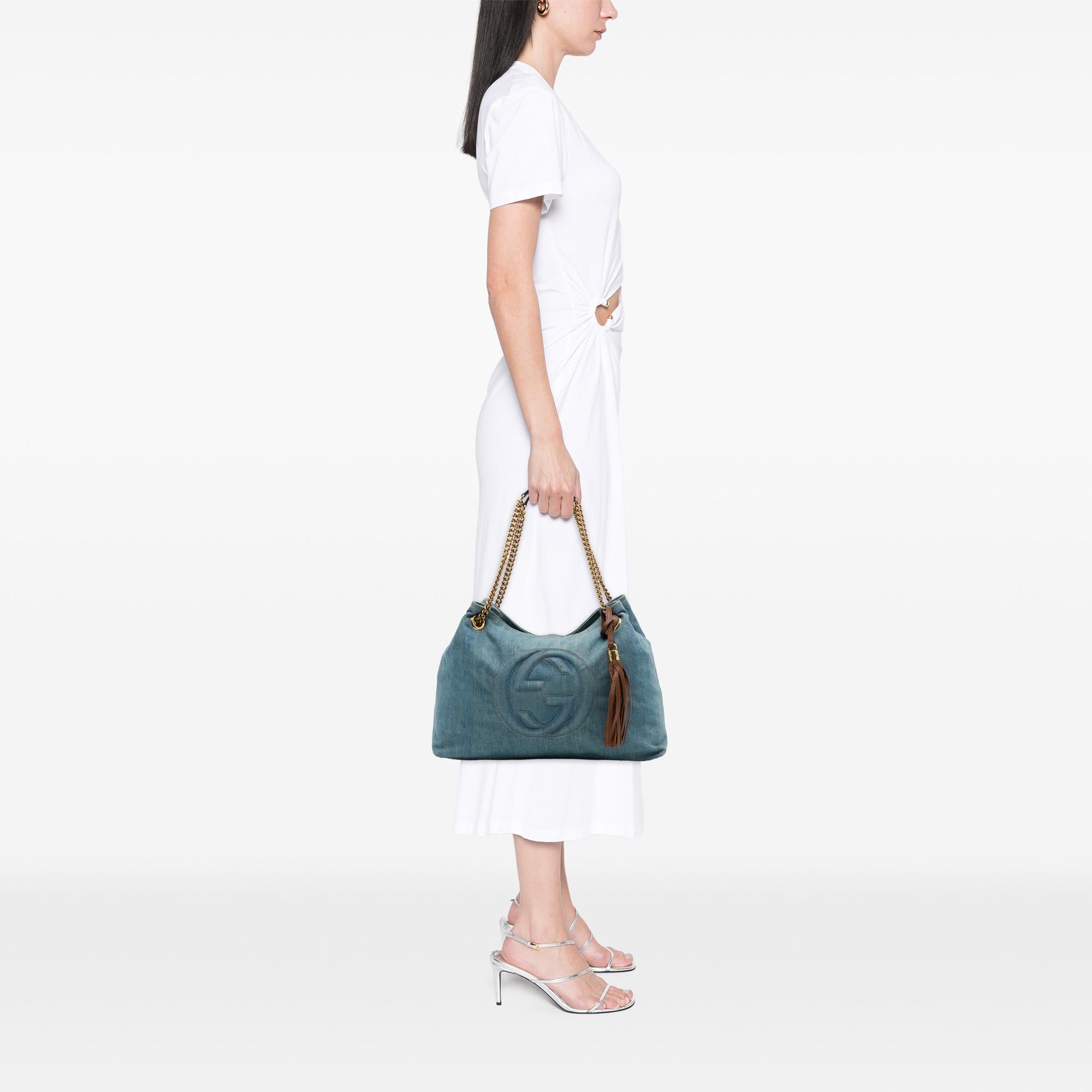Gucci Medium Denim Soho Chain Tote