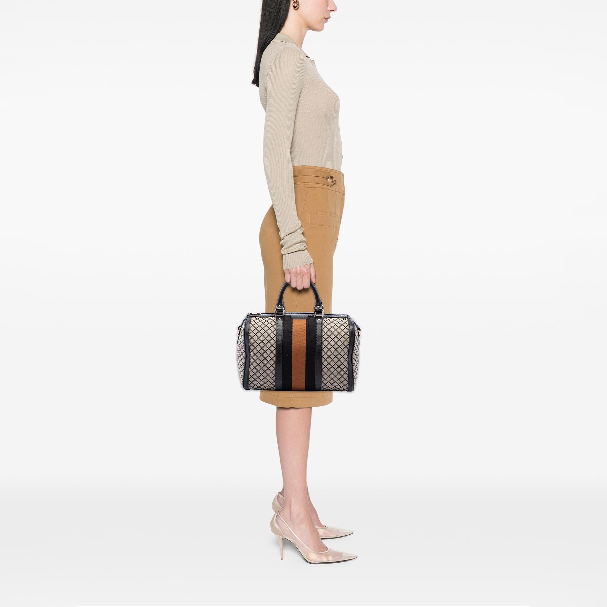 Gucci Medium Diamante Canvas Web Joy Boston Bag