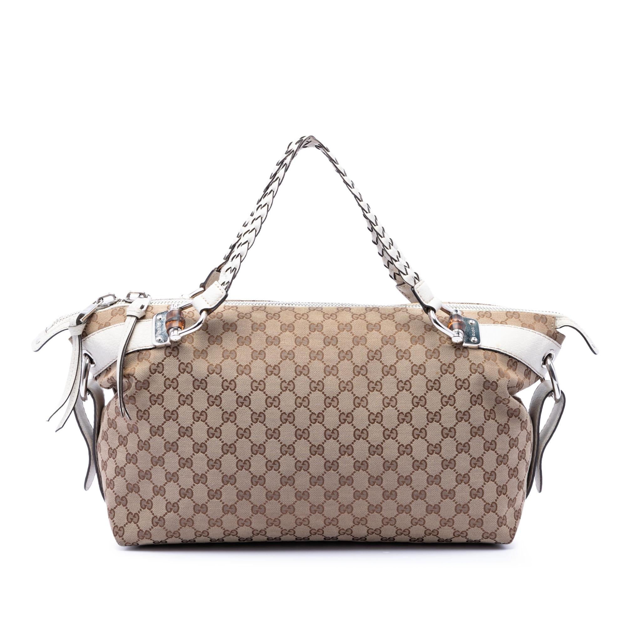 Gucci Medium GG Canvas Bamboo Bar Tote