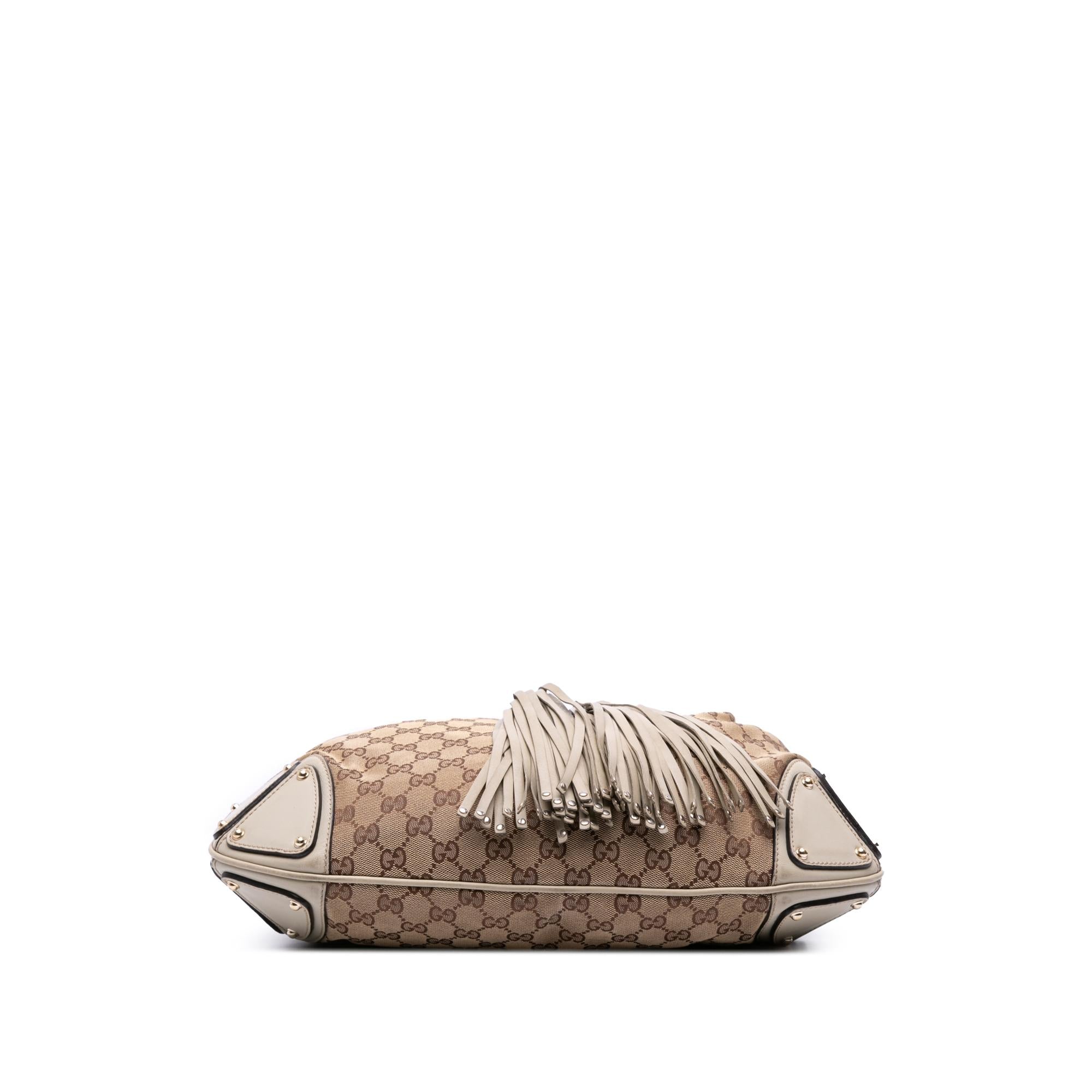 Gucci Medium GG Canvas Bamboo Indy Hobo