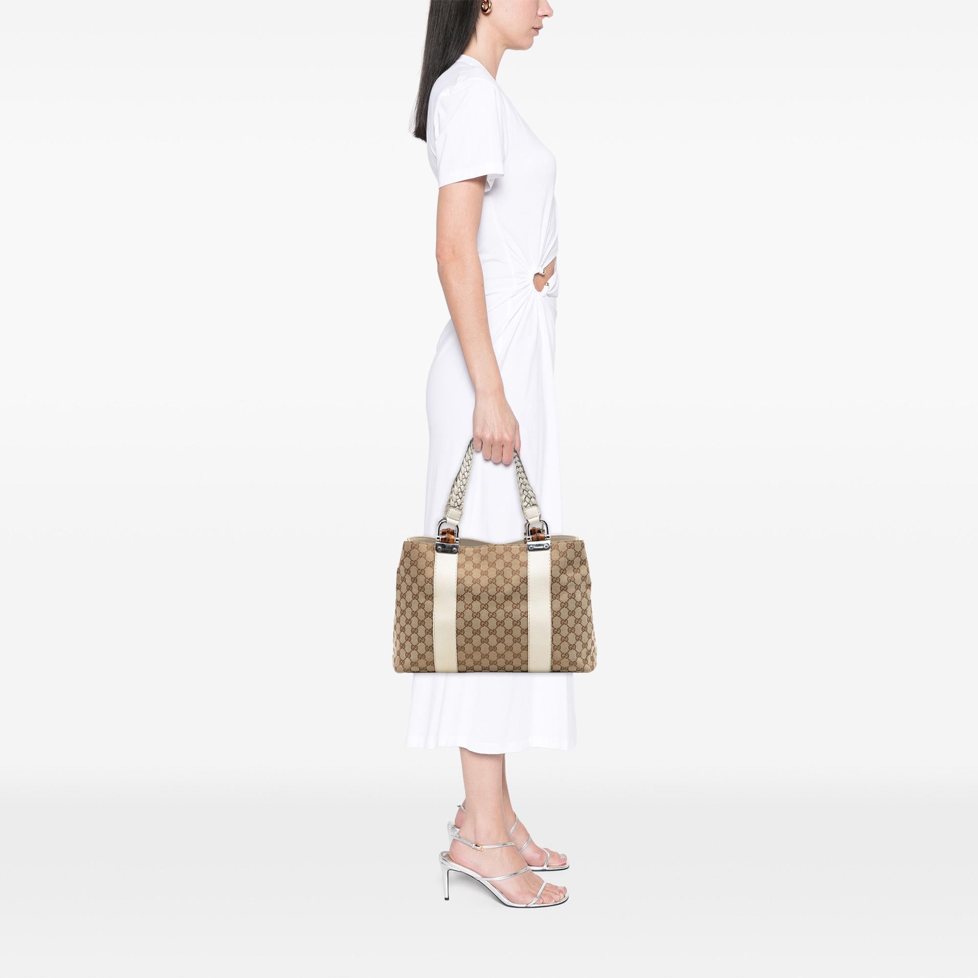 Gucci Medium GG Canvas Bamboo Libeccio Tote