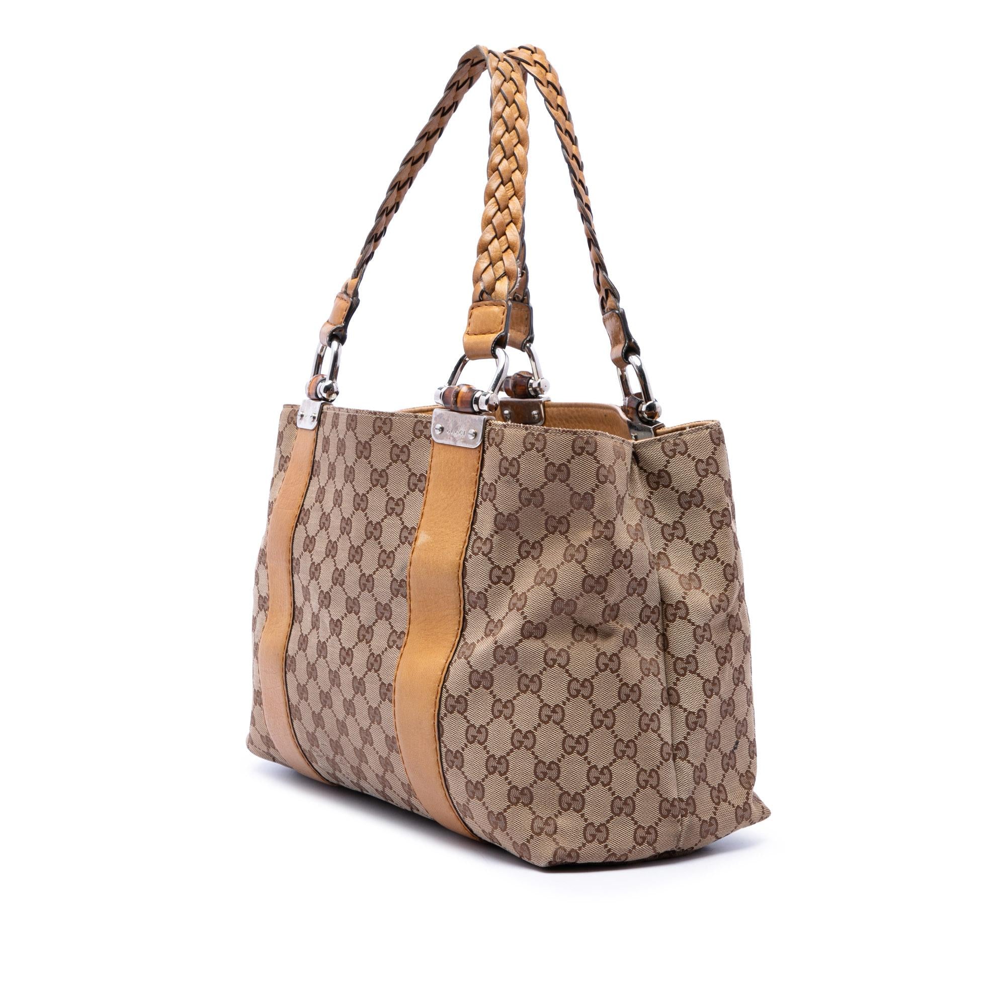 Gucci Medium GG Canvas Bamboo Libeccio Tote