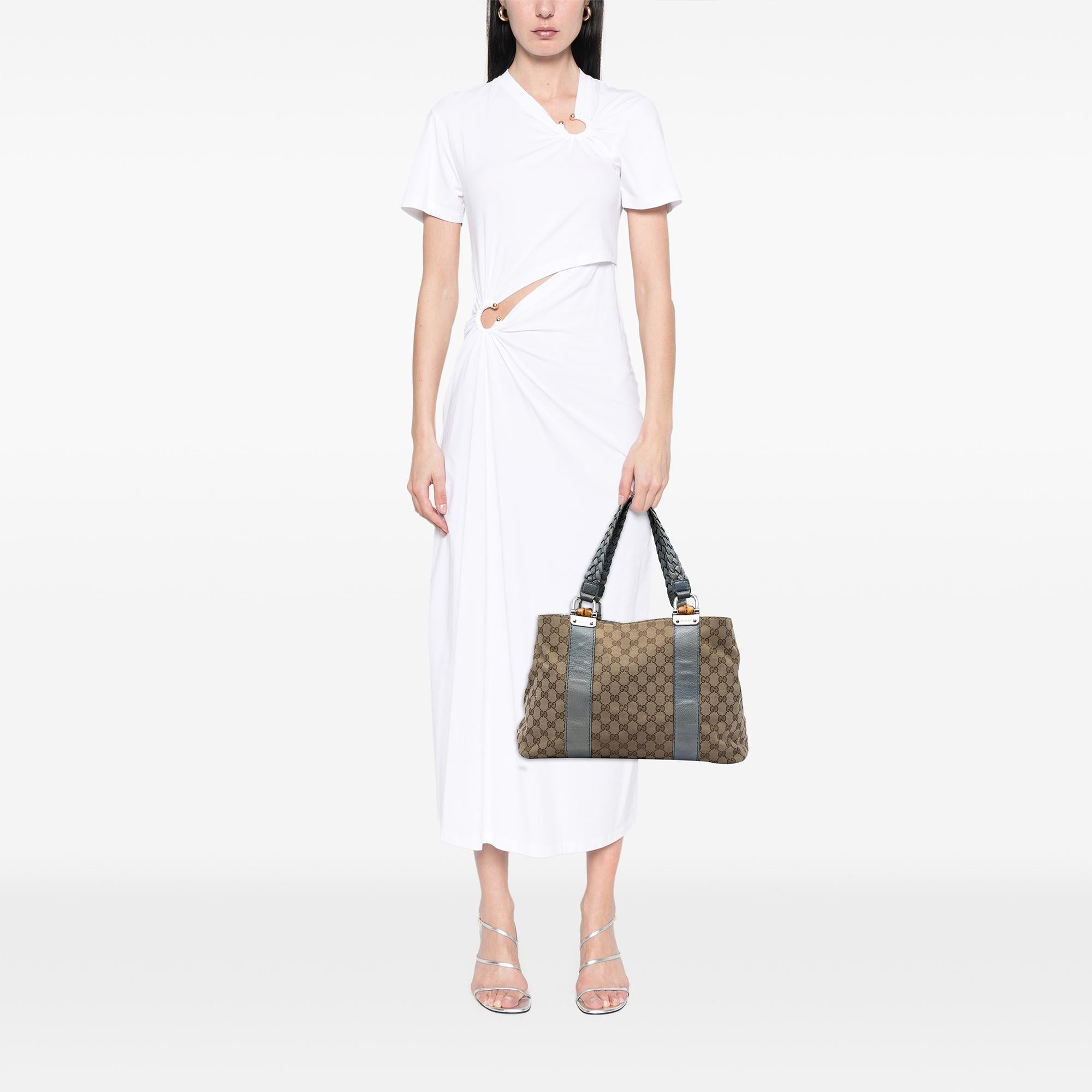 Gucci Medium GG Canvas Bamboo Libeccio Tote