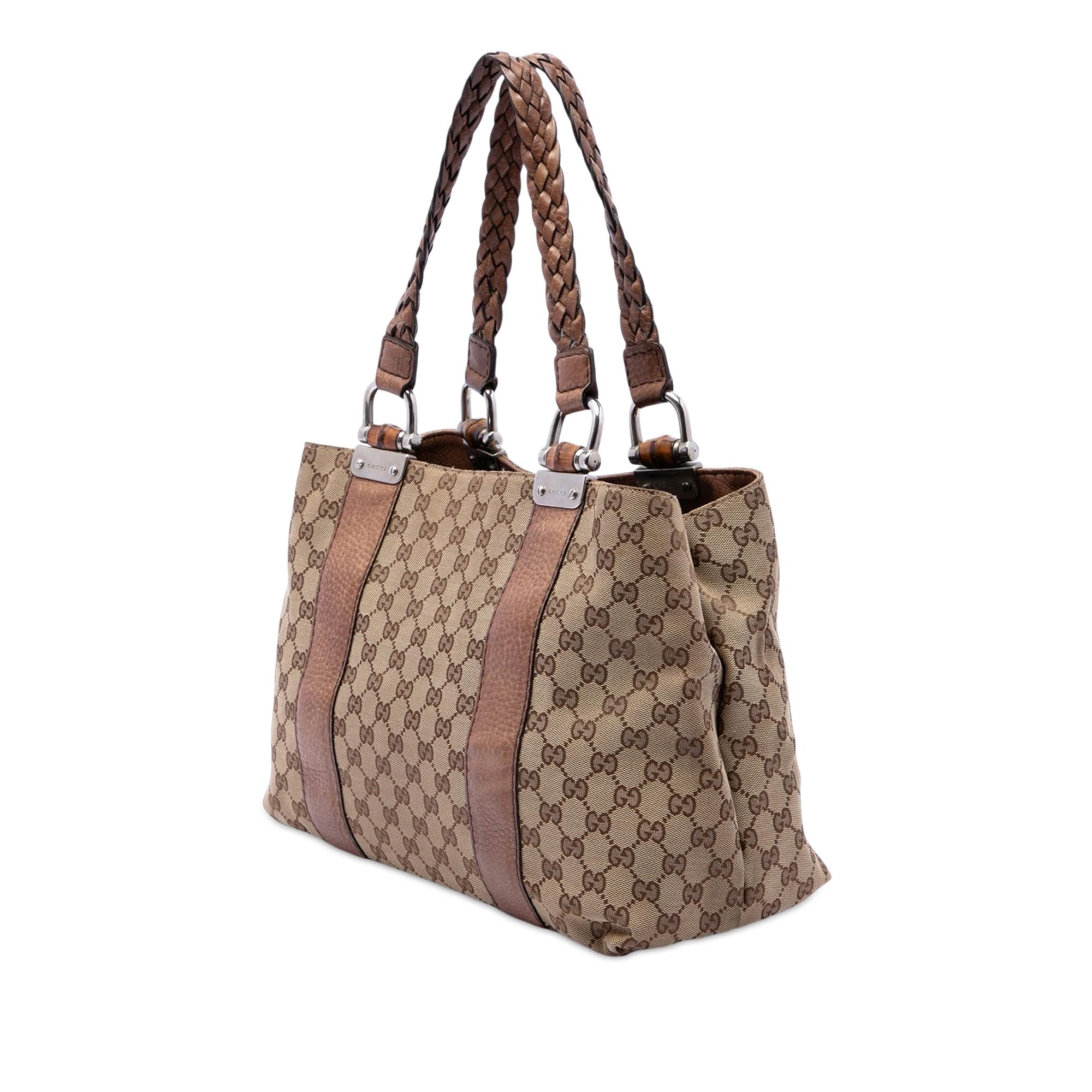 Gucci Medium GG Canvas Bamboo Libeccio Tote