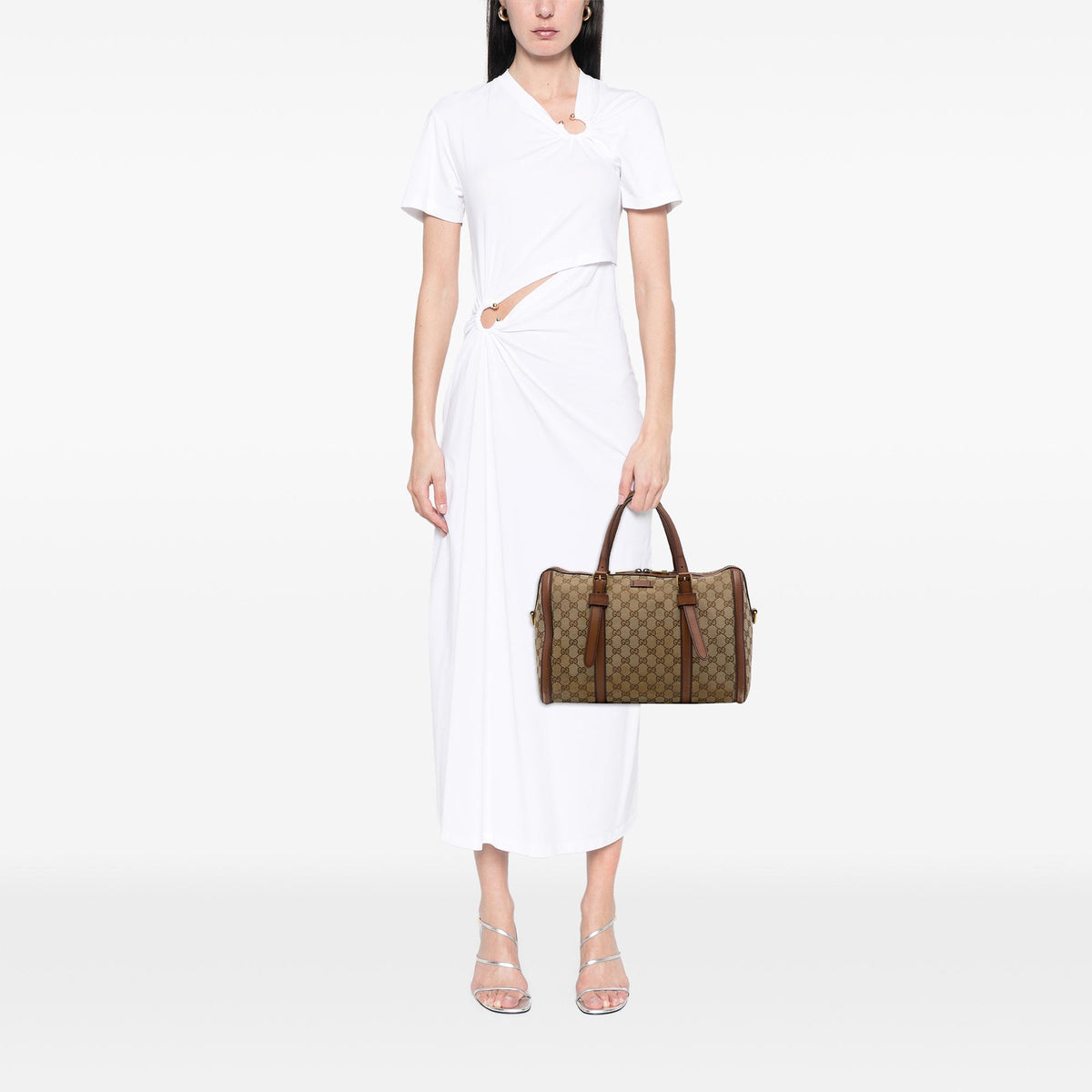 Gucci Medium GG Canvas Lady Web Boston Bag