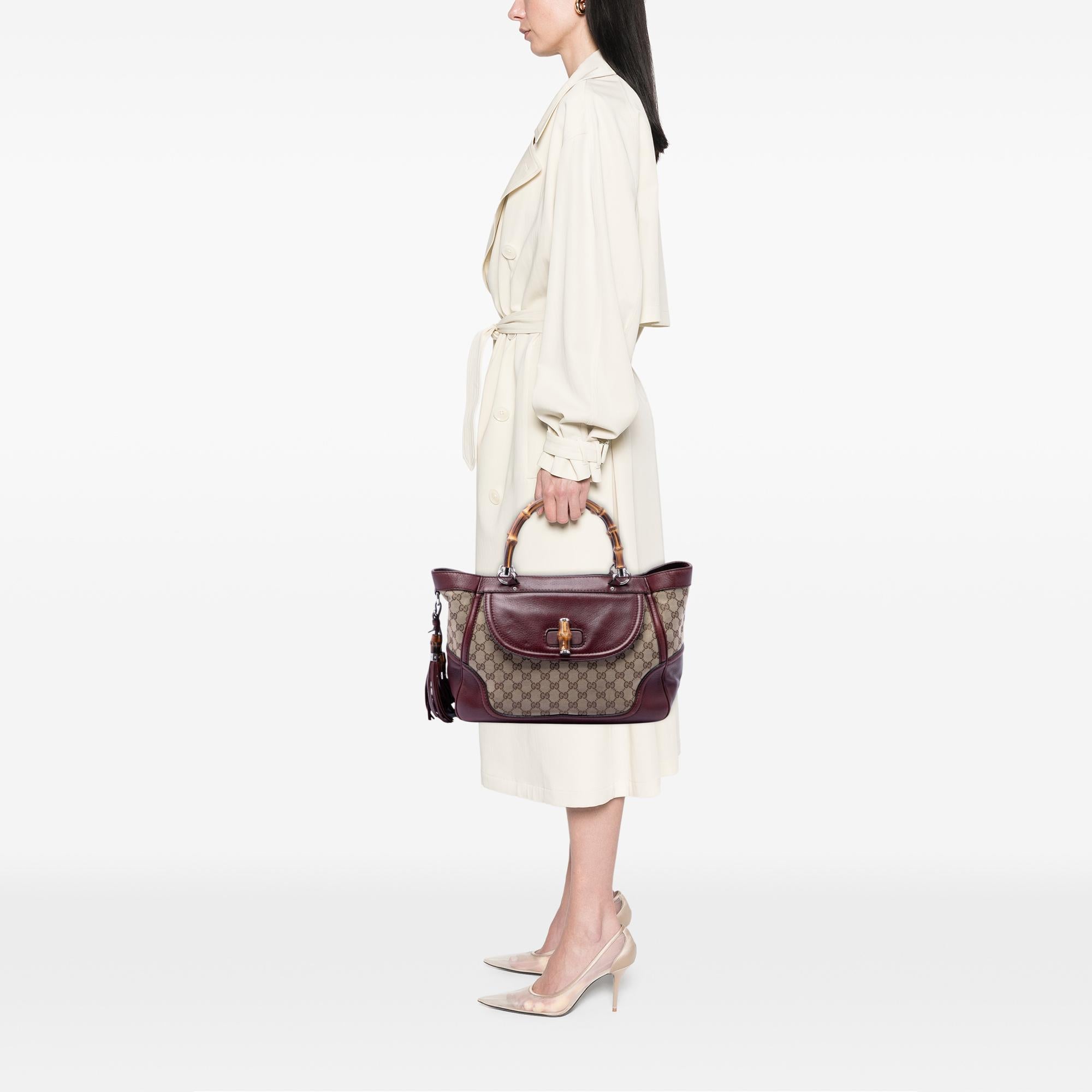 Gucci Medium GG Canvas New Bamboo Tassel Tote