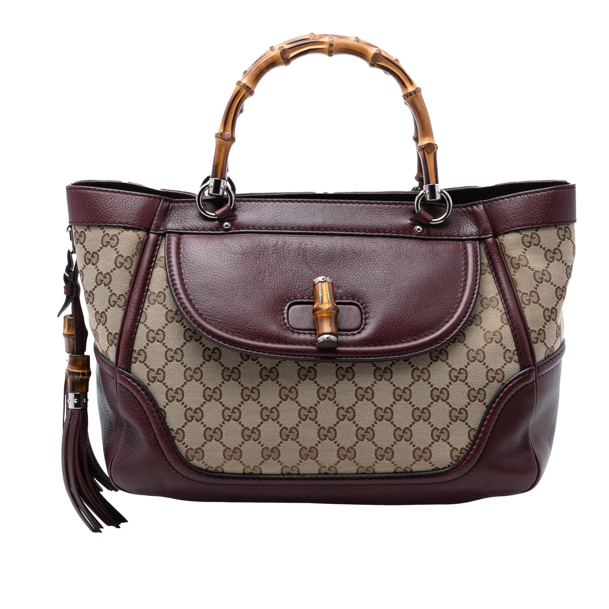 Gucci Medium GG Canvas New Bamboo Tassel Tote