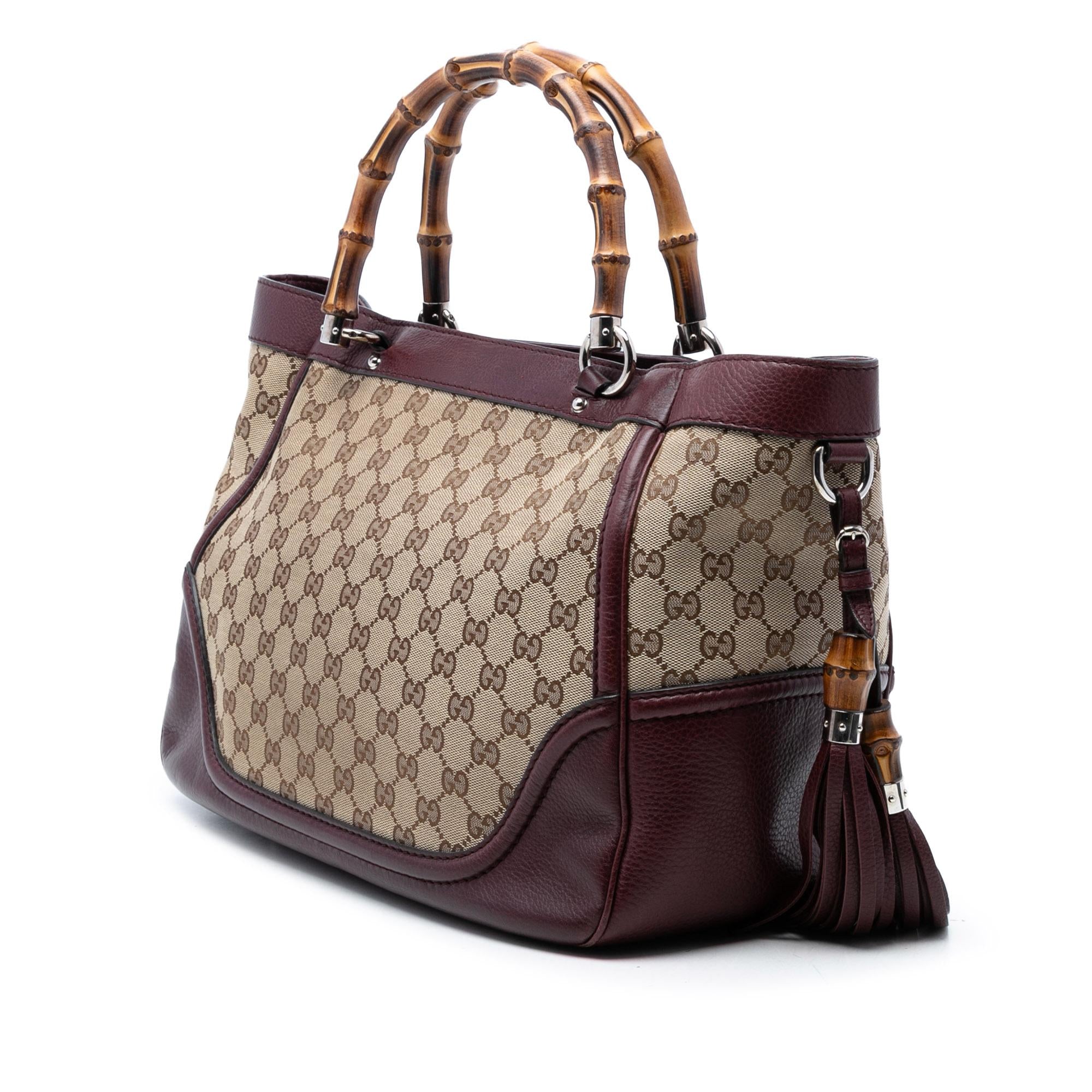 Gucci Medium GG Canvas New Bamboo Tassel Tote