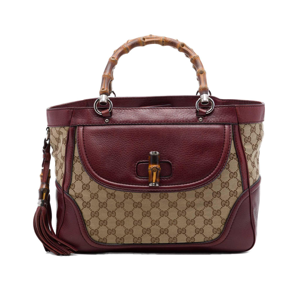 Gucci Medium GG Canvas New Bamboo Tassel Tote