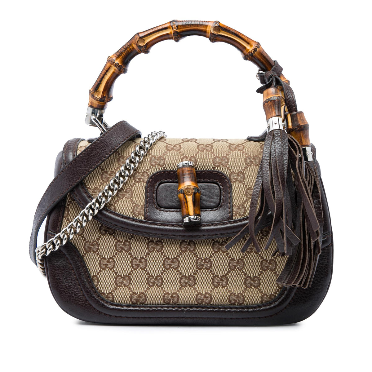Gucci Medium GG Canvas New Bamboo Top Handle Bag