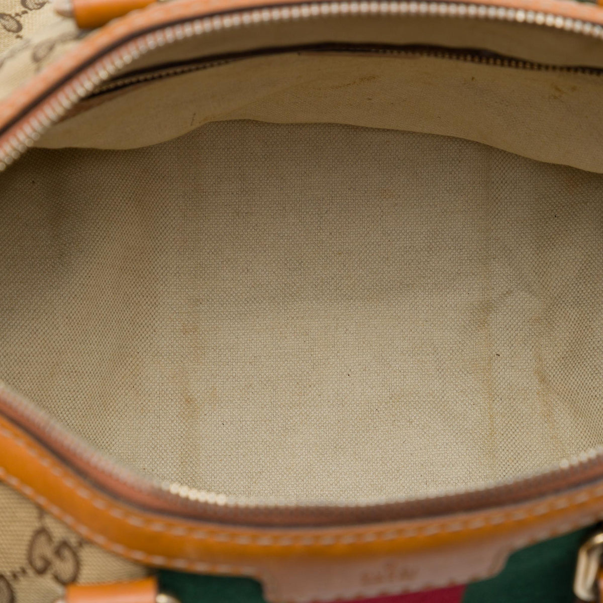 Gucci Medium GG Canvas Web Joy Boston Bag