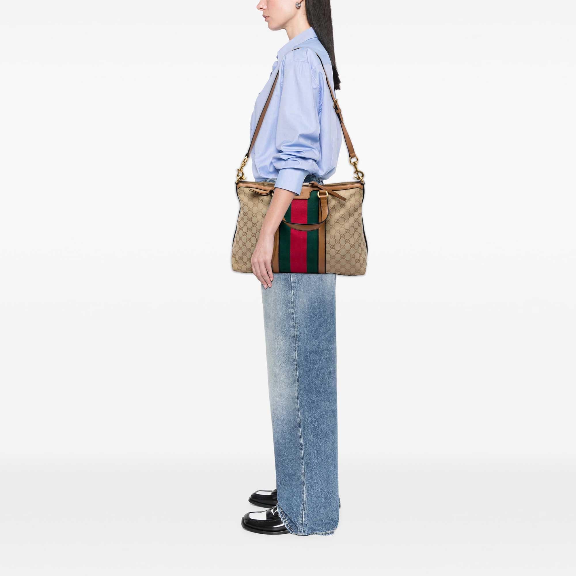 Gucci Medium GG Canvas Web Rania Top Handle Bag