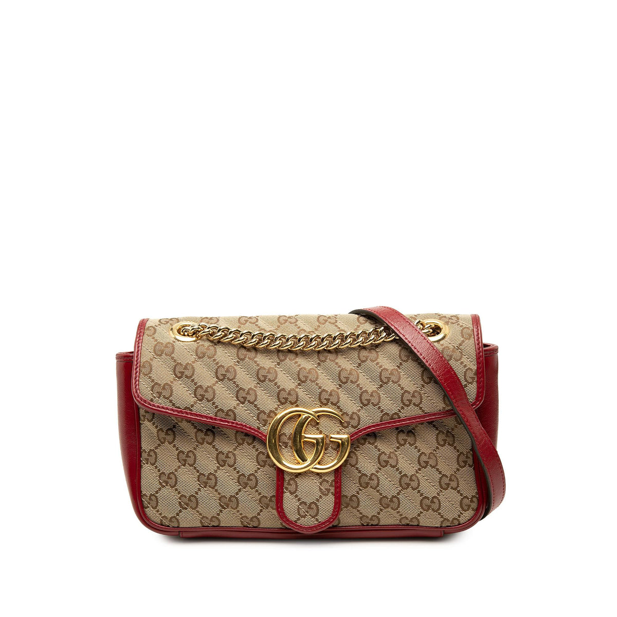 Gucci Medium GG Marmont Matelasse Diagonal GG Canvas and Leather Shoulder Bag
