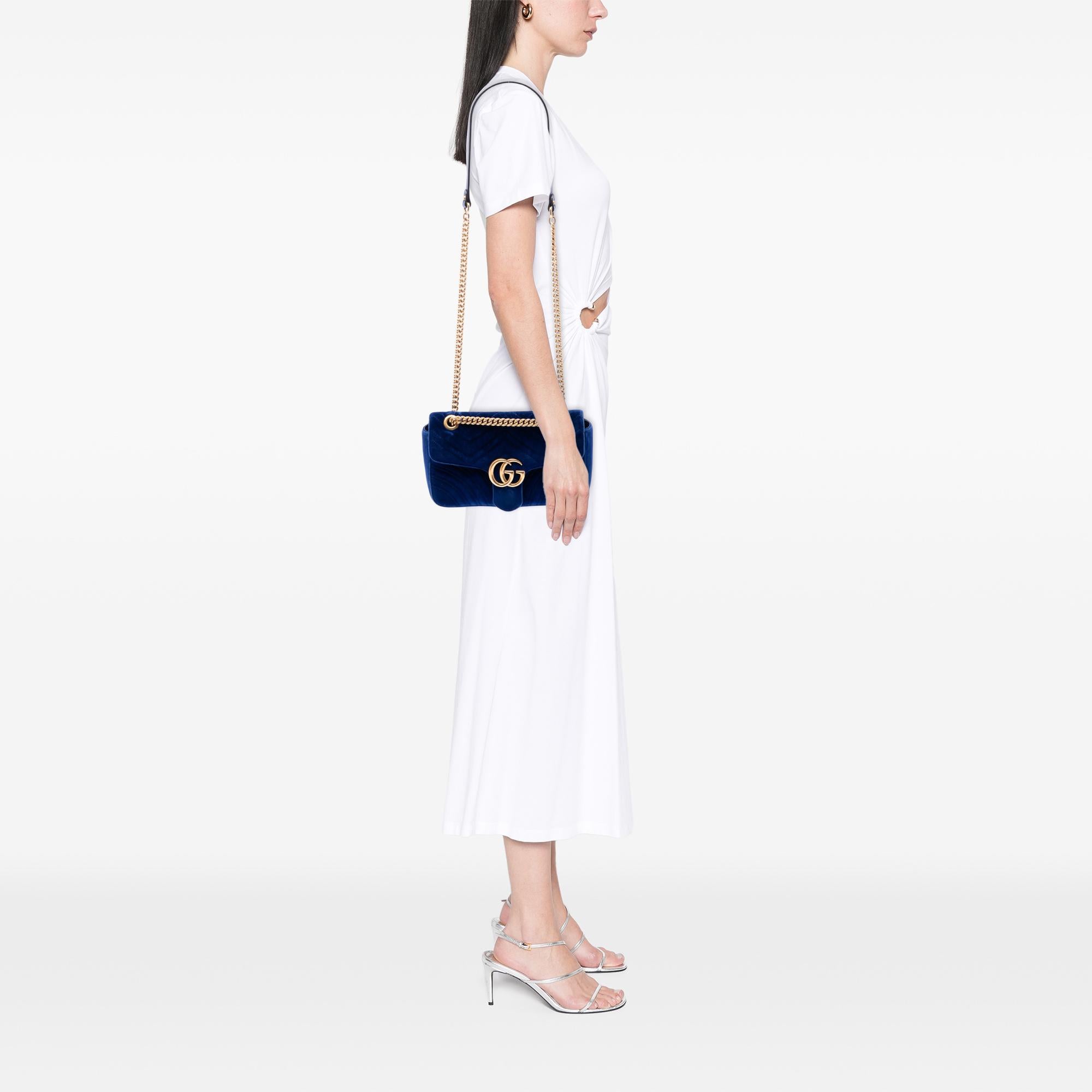 Gucci Medium GG Marmont Matelasse Velvet Shoulder Bag