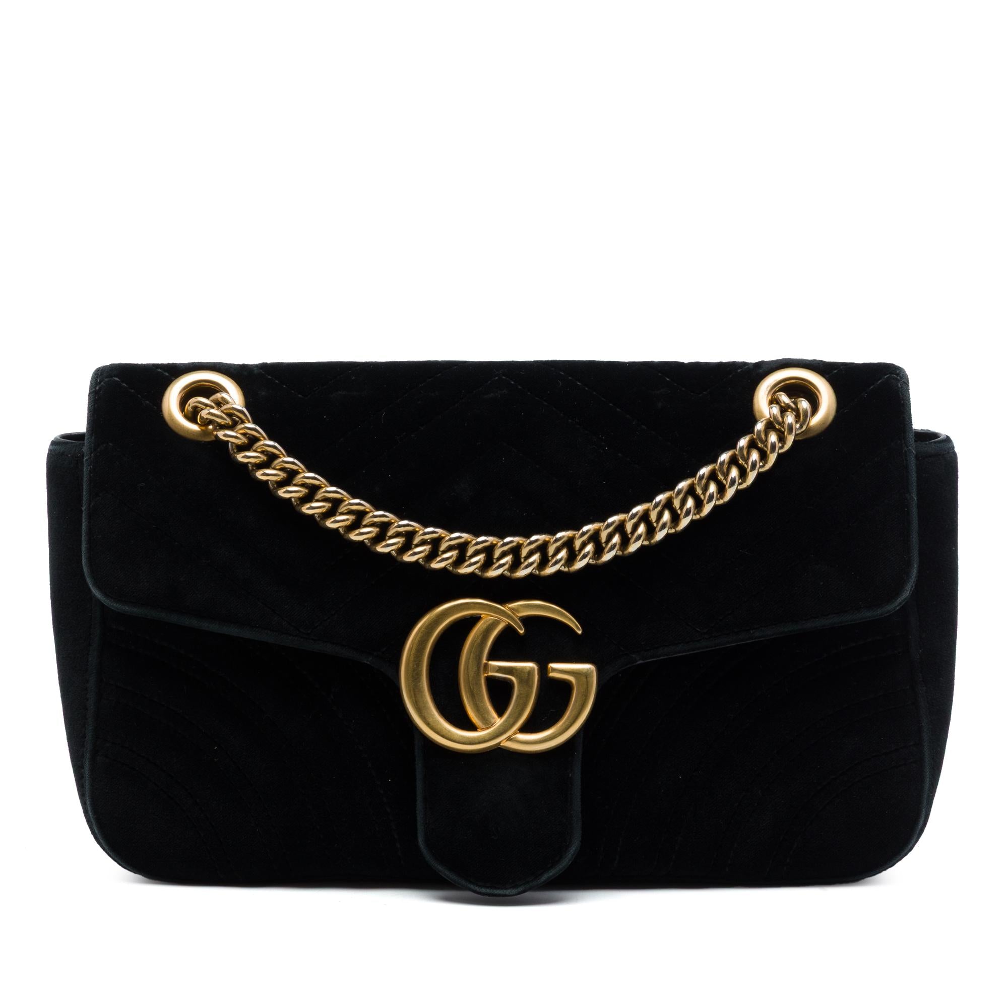 Gucci Medium GG Marmont Matelasse Velvet Shoulder Bag
