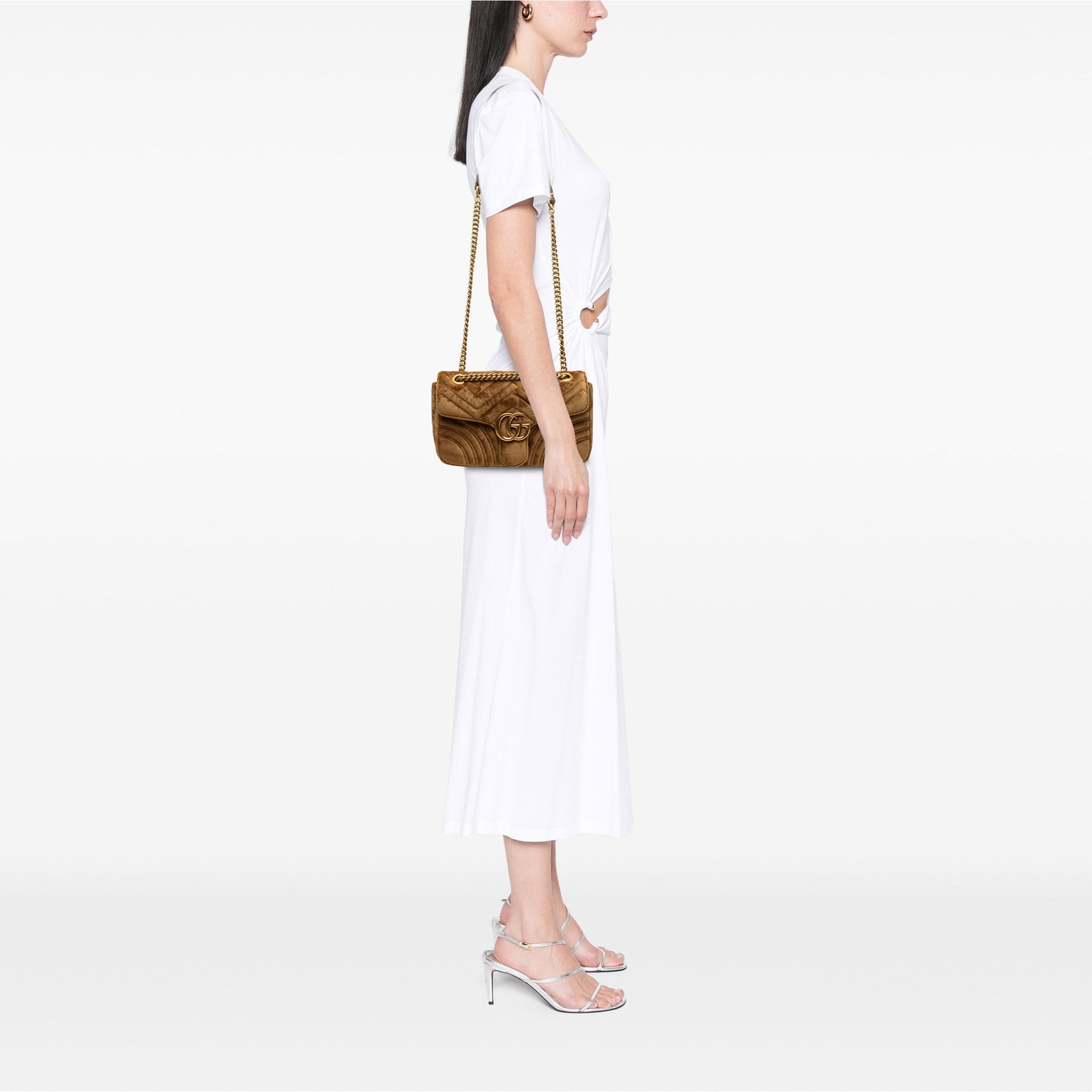 Gucci Medium GG Marmont Matelasse Velvet Shoulder Bag