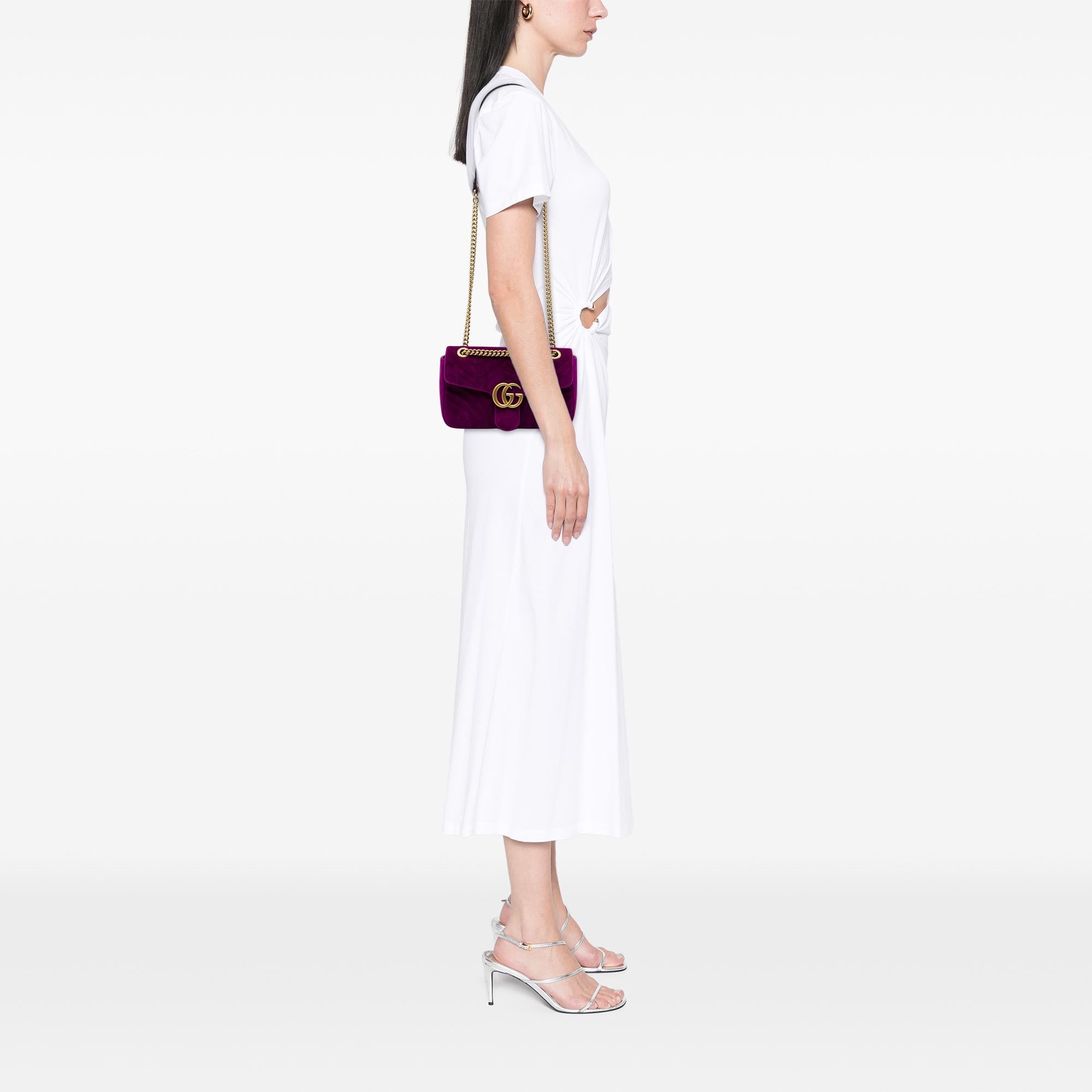 Gucci Medium GG Marmont Matelasse Velvet Shoulder Bag