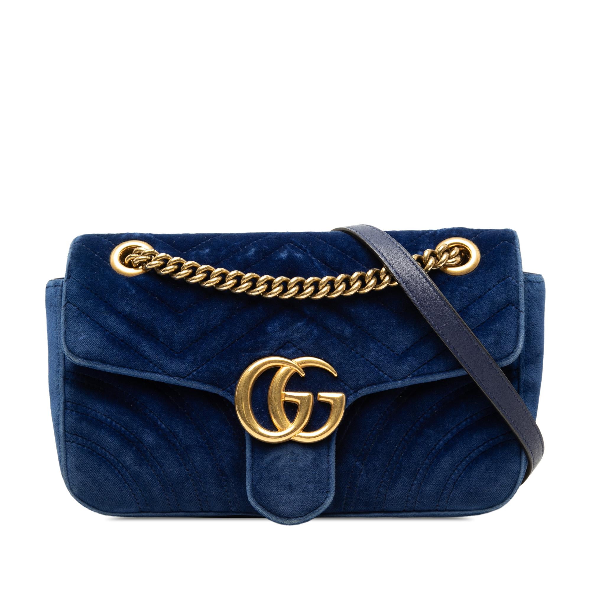 Gucci Medium GG Marmont Matelasse Velvet Shoulder Bag