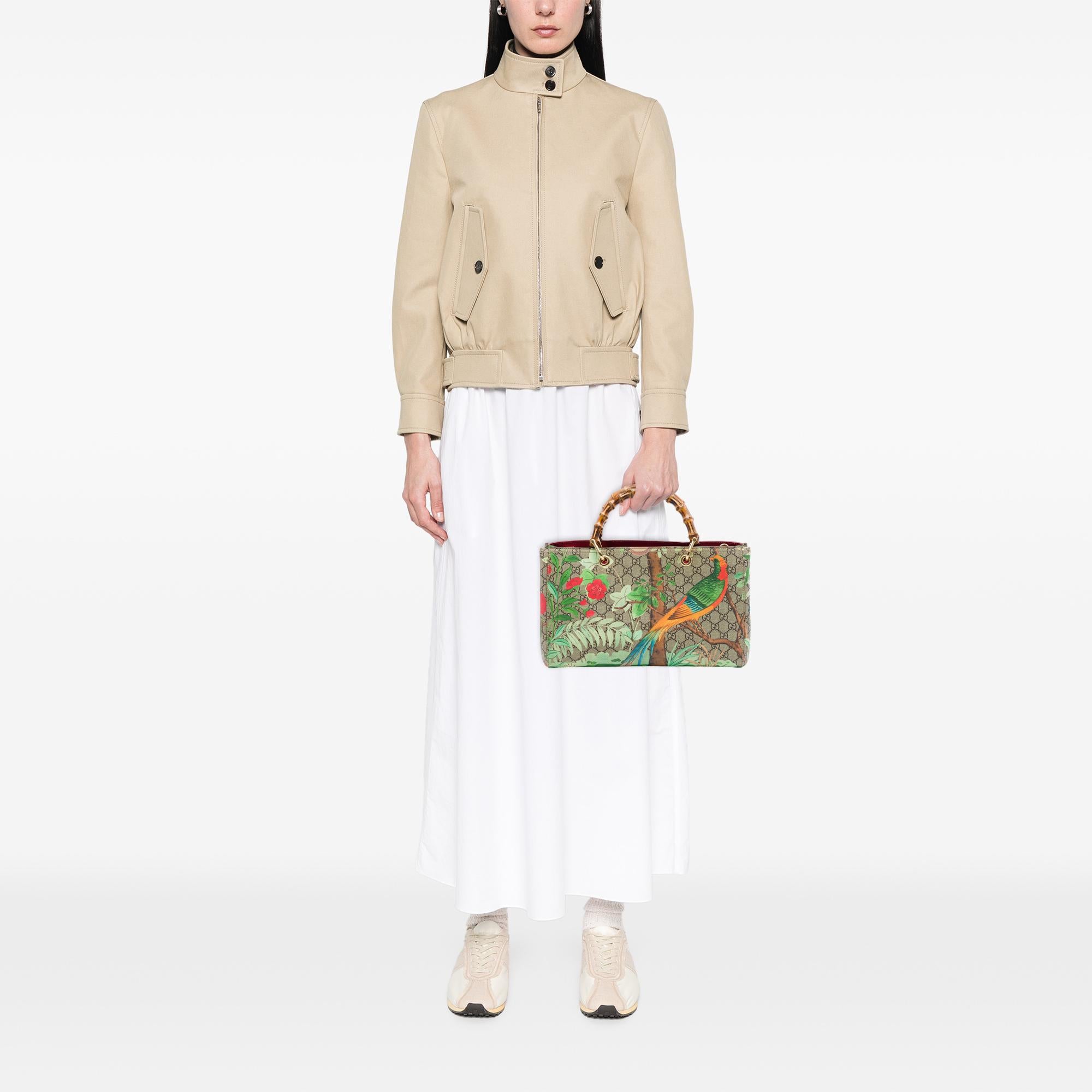 Gucci Medium GG Supreme Tian Bamboo Shopper Satchel
