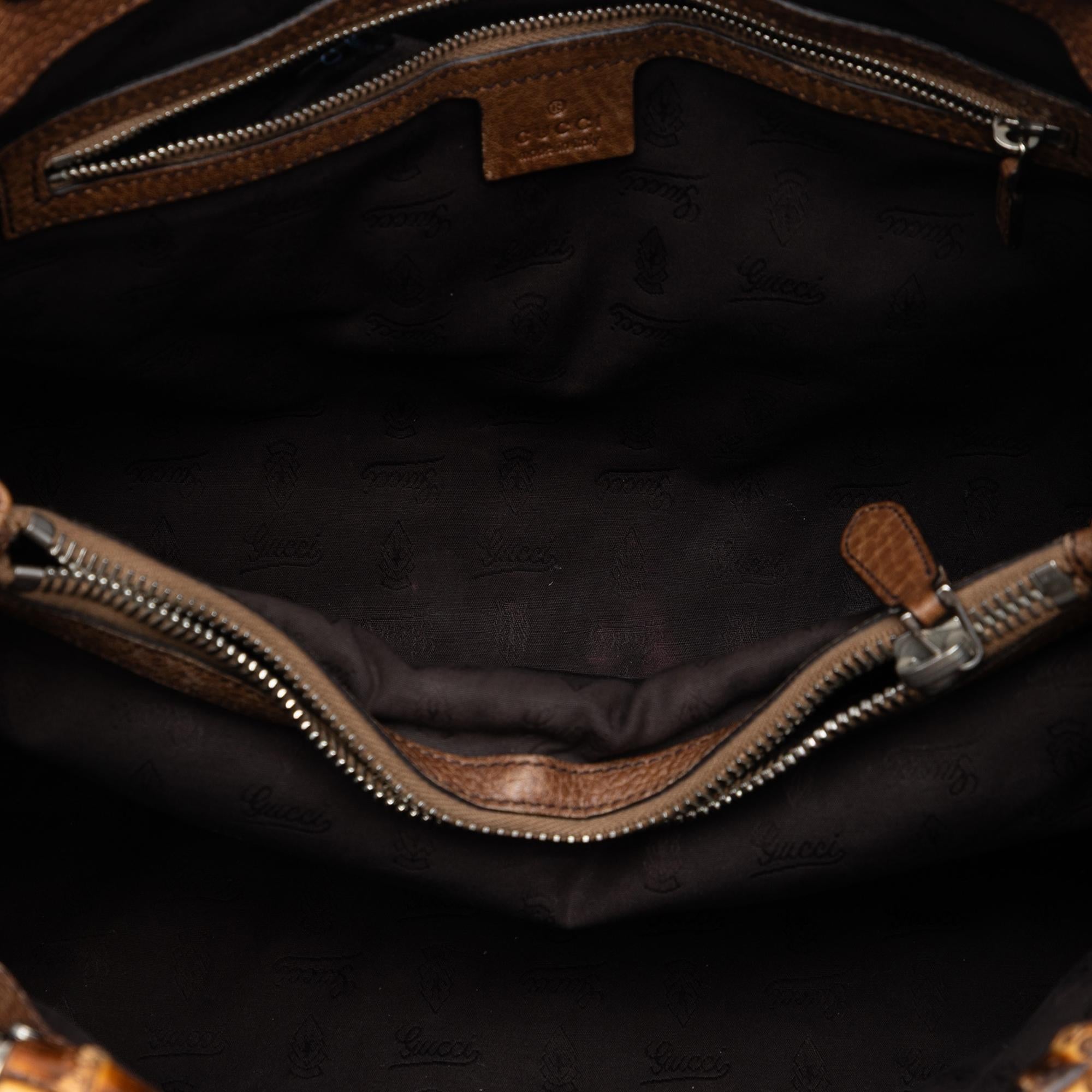 Gucci Medium Guccissima Trimmed Calfskin Bamboo Libeccio Tote