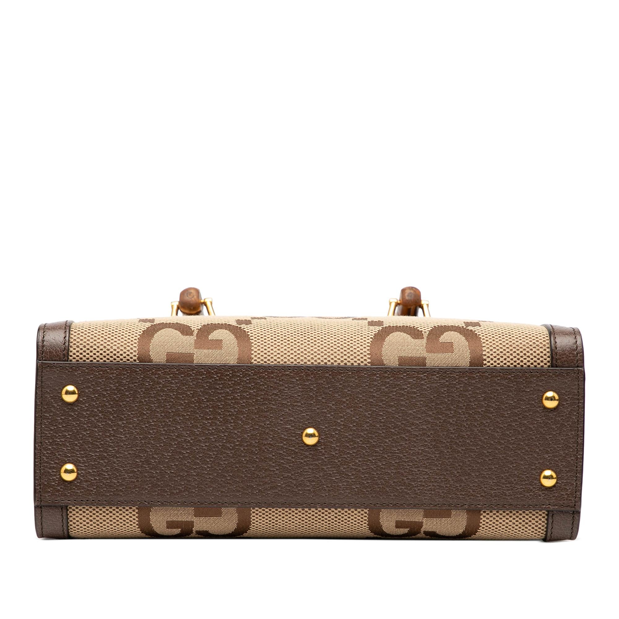 Gucci Medium Jumbo GG Canvas Bamboo Diana Satchel