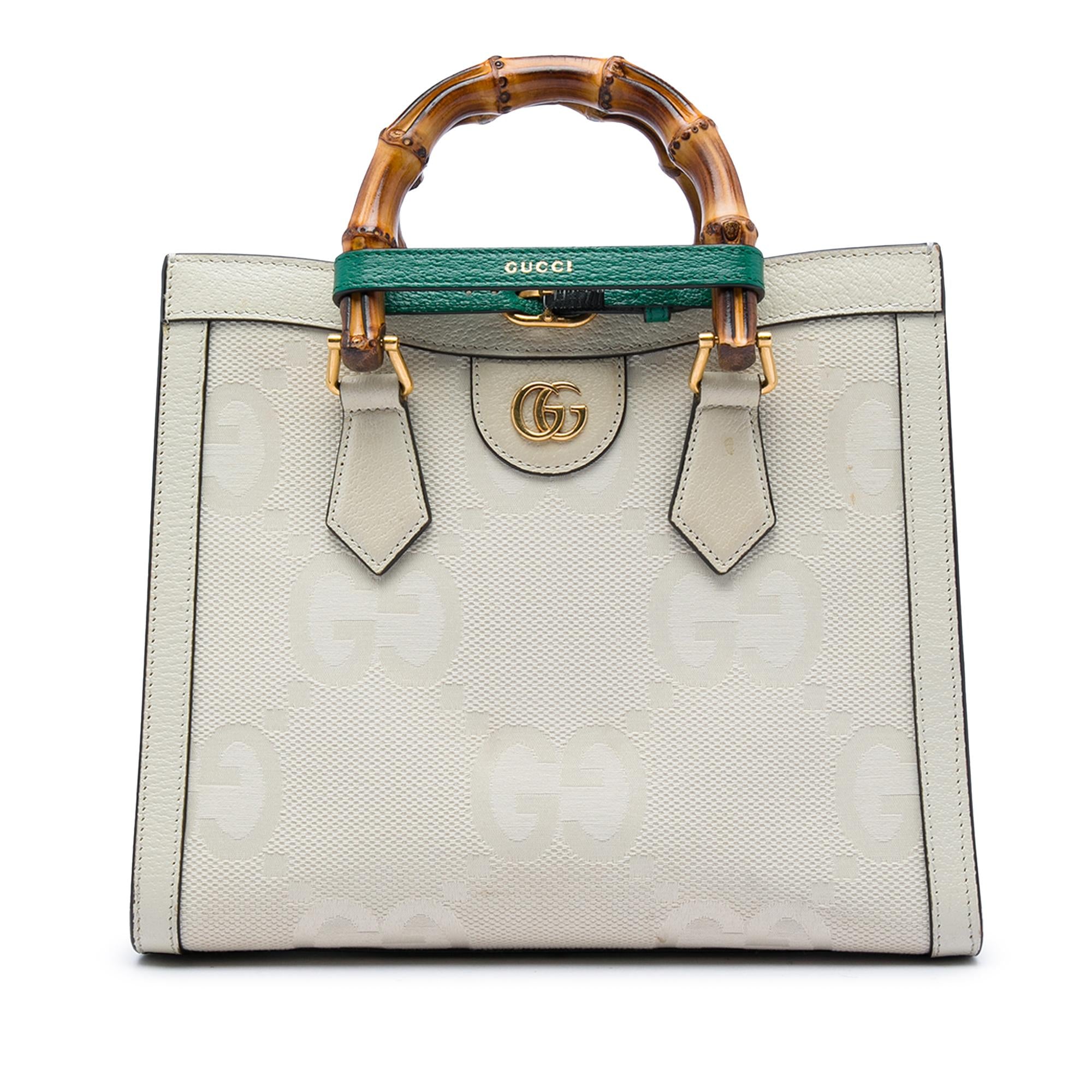 Gucci Medium Jumbo GG Canvas Bamboo Diana Satchel