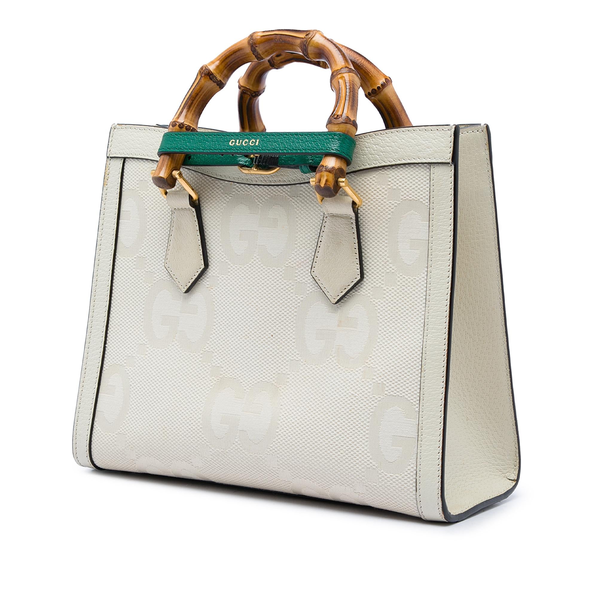 Gucci Medium Jumbo GG Canvas Bamboo Diana Satchel