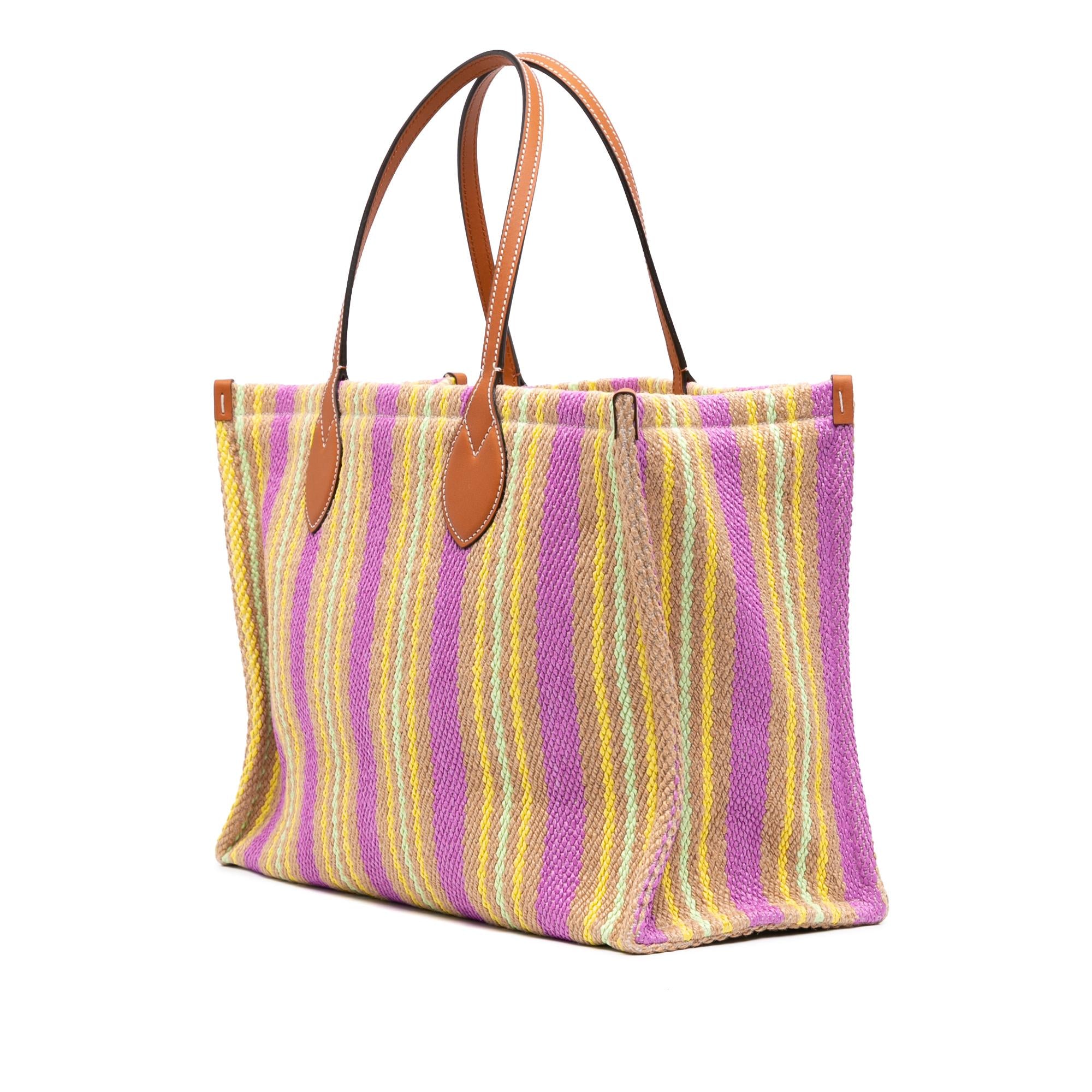 Gucci Medium Jute Embroidered Logo Shopper Tote
