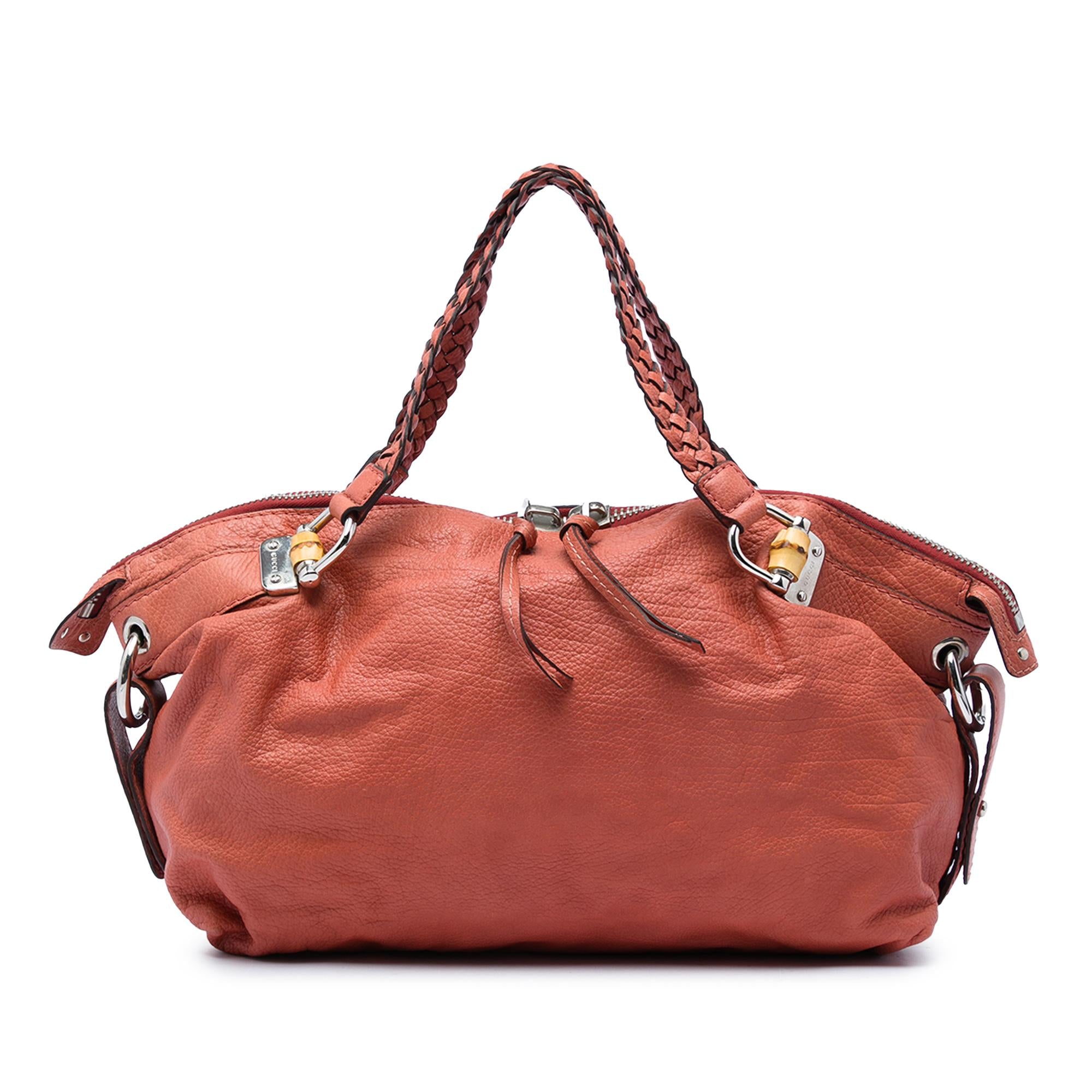 Gucci Medium Leather Bamboo Bar Tote