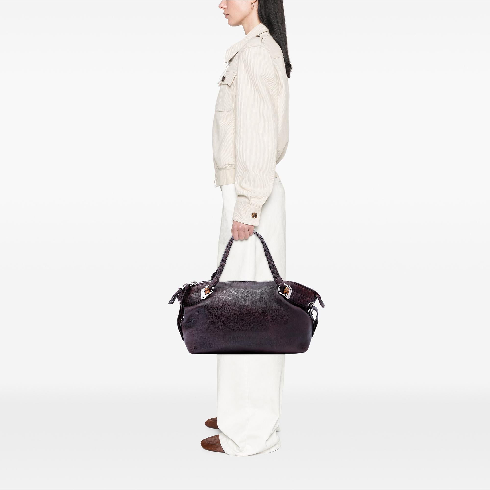 Gucci Medium Leather Bamboo Bar Tote