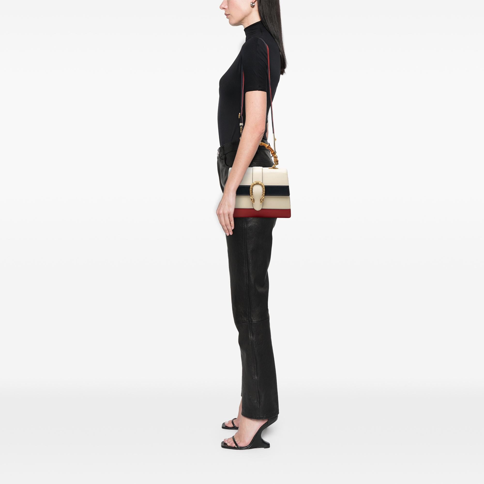 Gucci Medium Leather Bamboo Dionysus Web Satchel