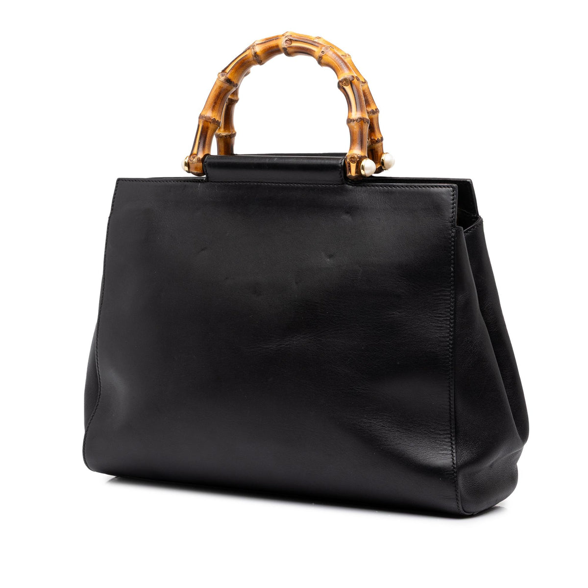 Gucci Medium Leather Bamboo Nymphaea Satchel