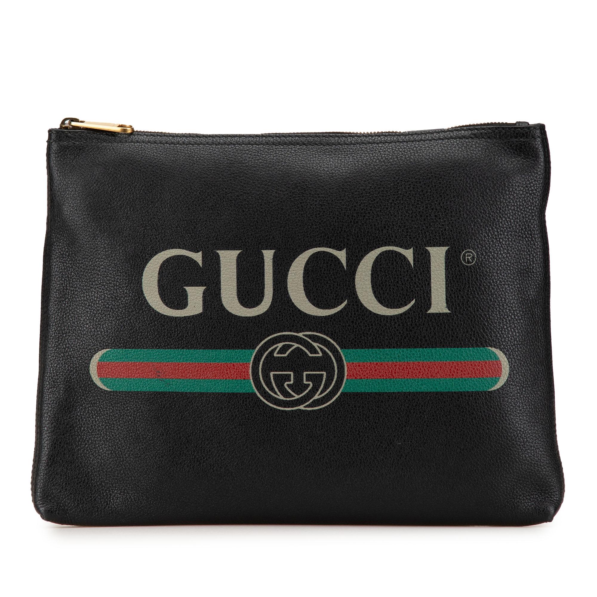 Gucci Medium Leather Logo Portfolio Clutch