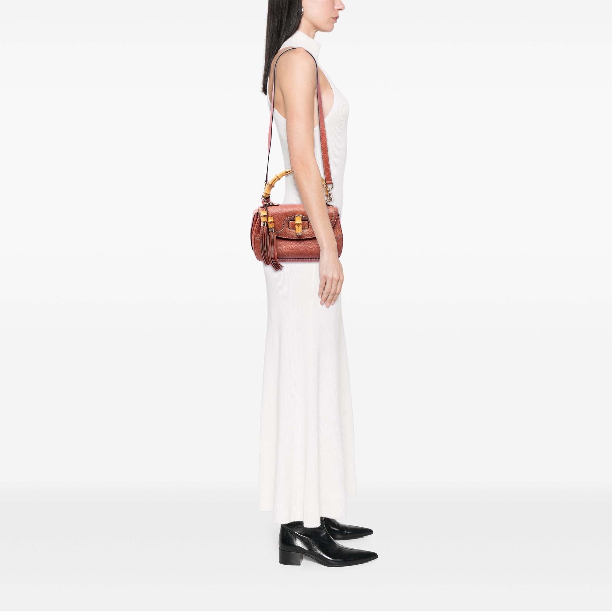 Gucci Medium Leather New Bamboo Satchel