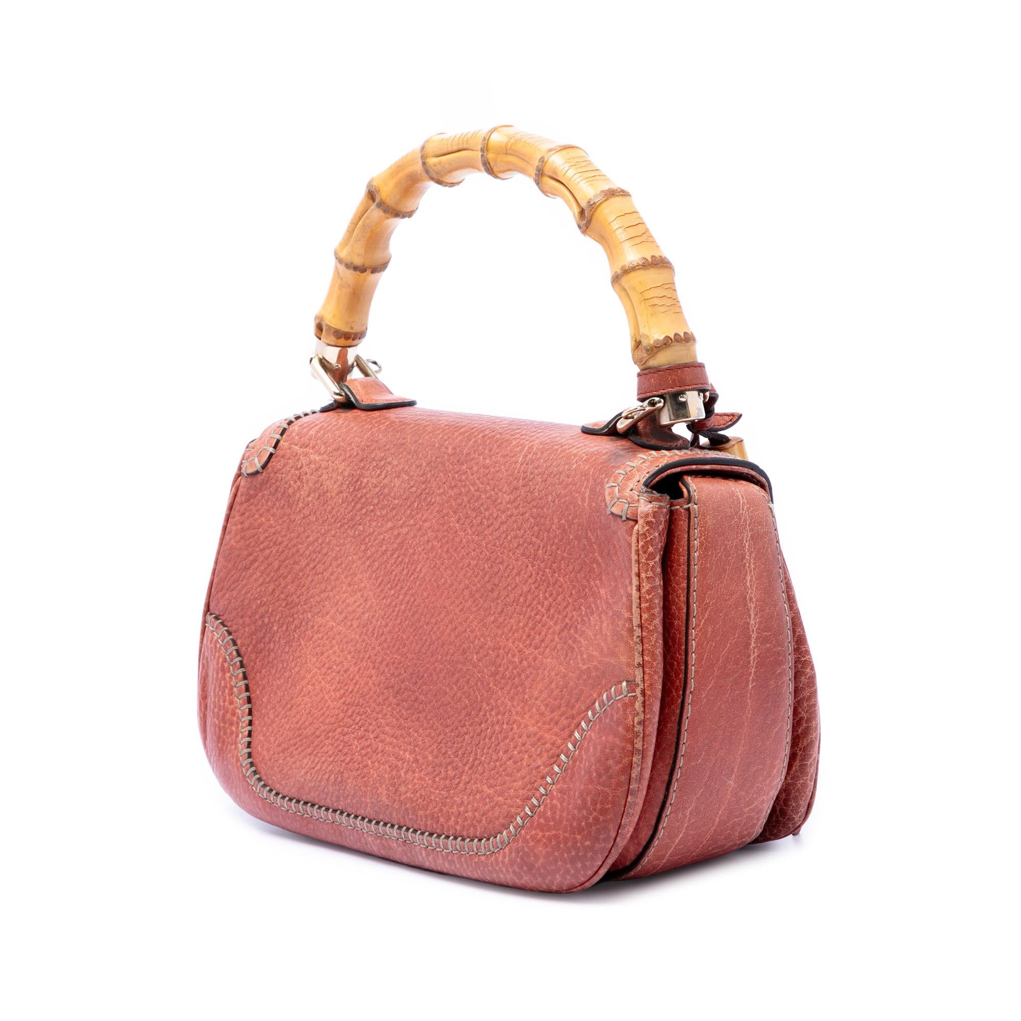 Gucci Medium Leather New Bamboo Satchel