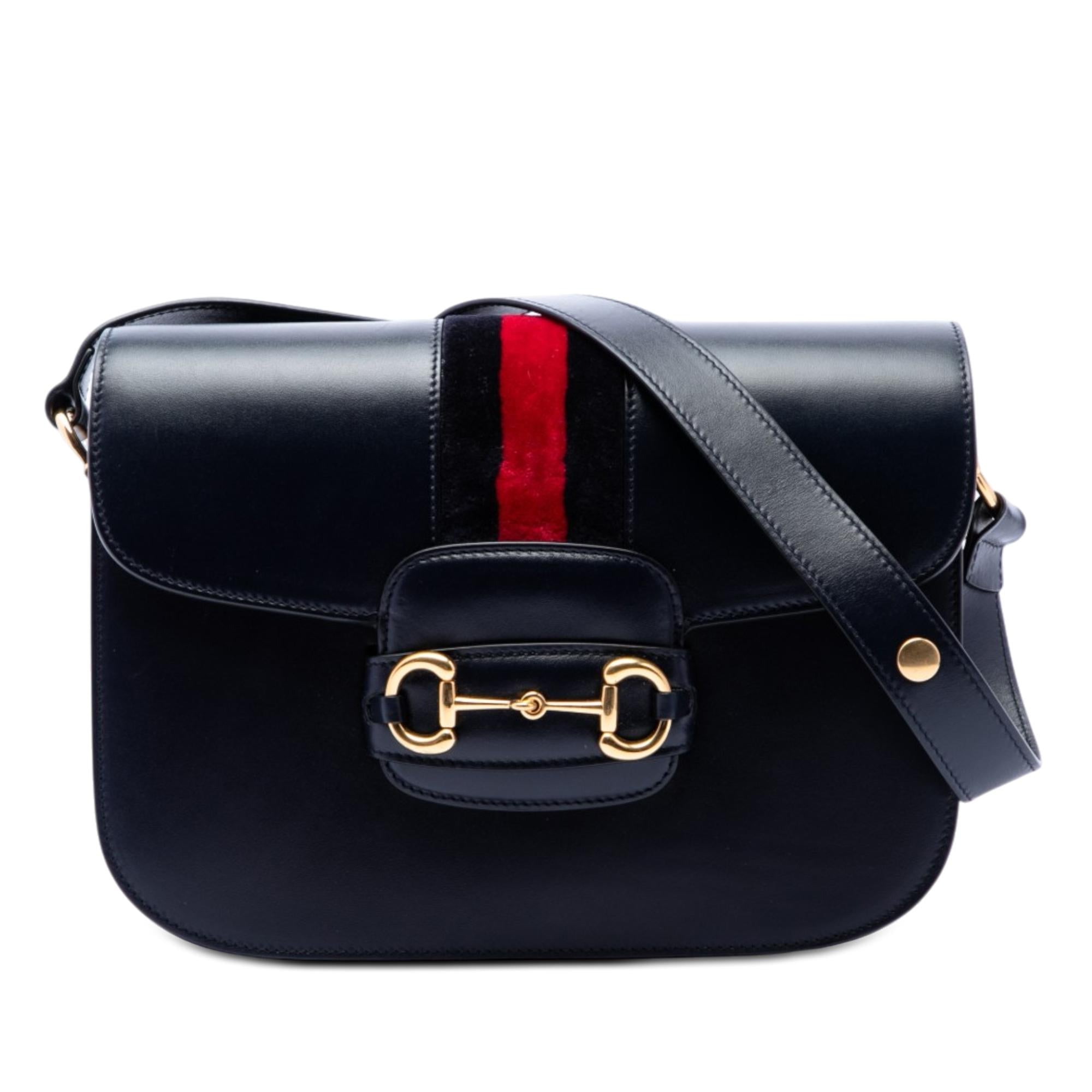 Gucci Medium Leather Web 1955 Horsebit Shoulder Bag