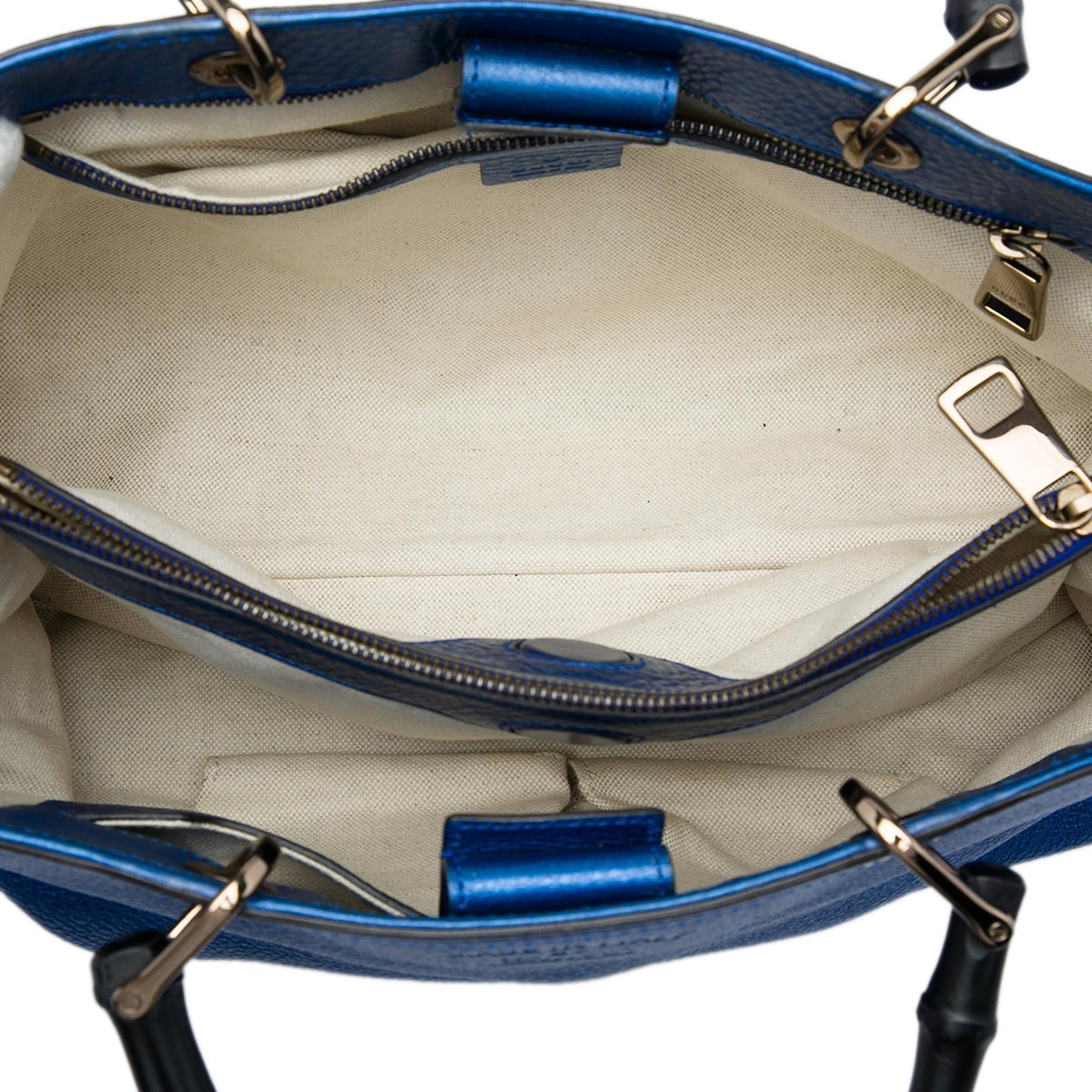 Gucci Medium Metallic Calfskin Bamboo Shopper Satchel