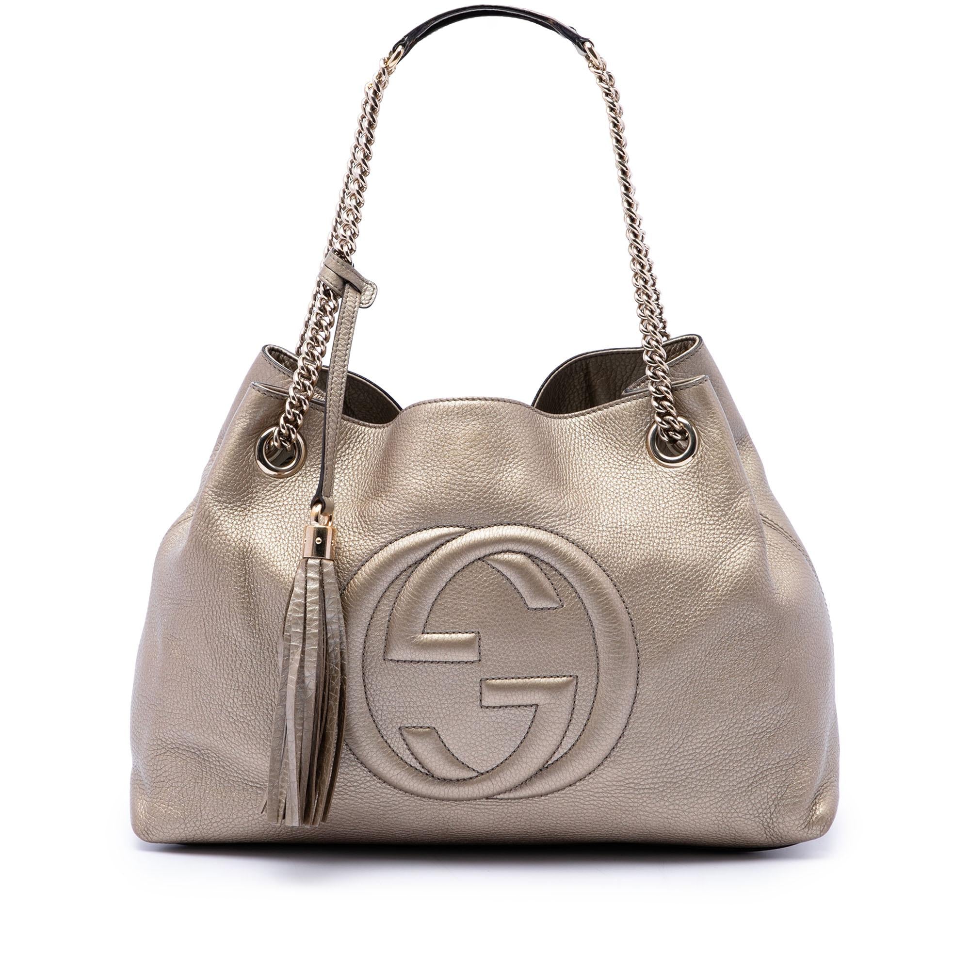 Gucci Medium Metallic Calfskin Soho Chain Tote