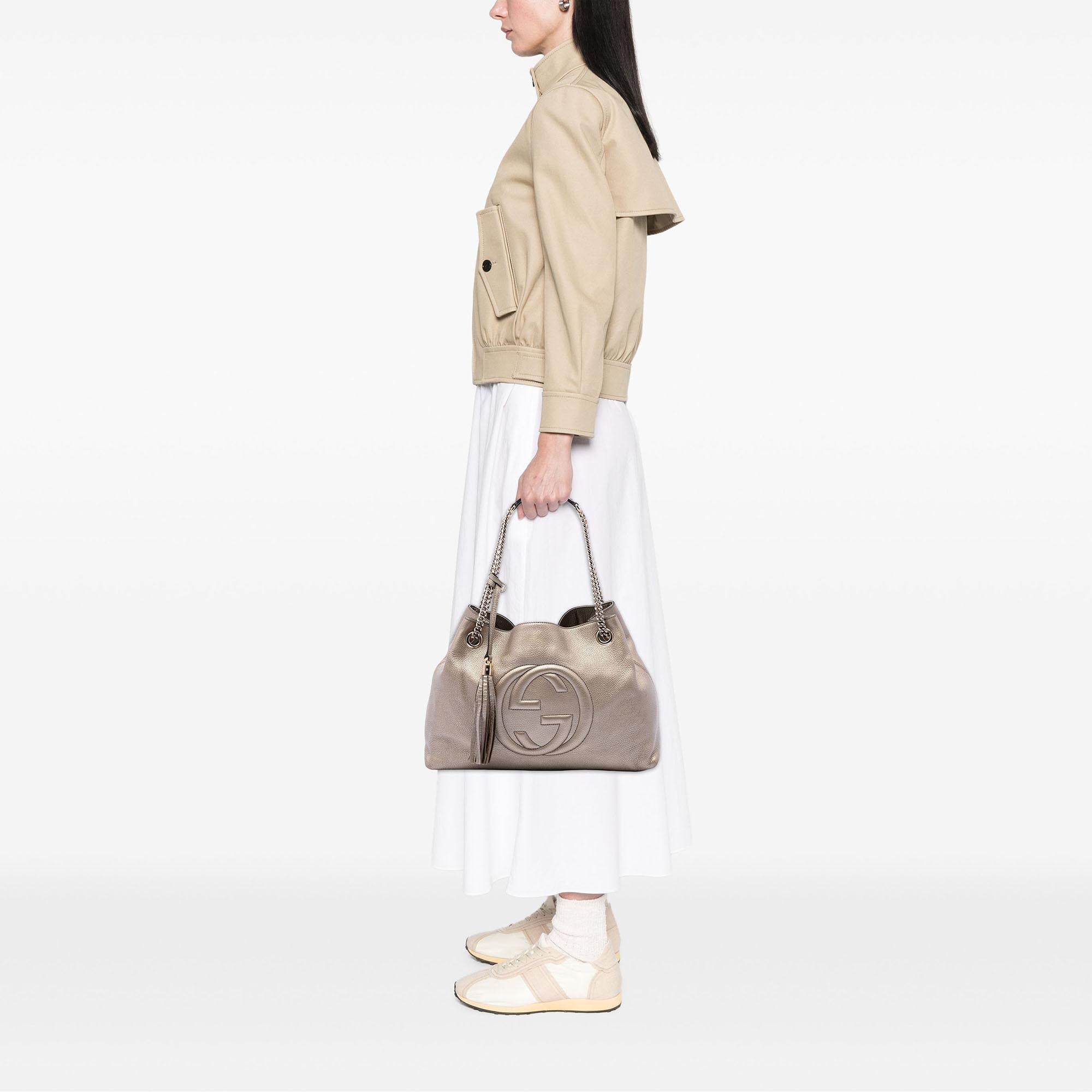 Gucci Medium Metallic Calfskin Soho Chain Tote