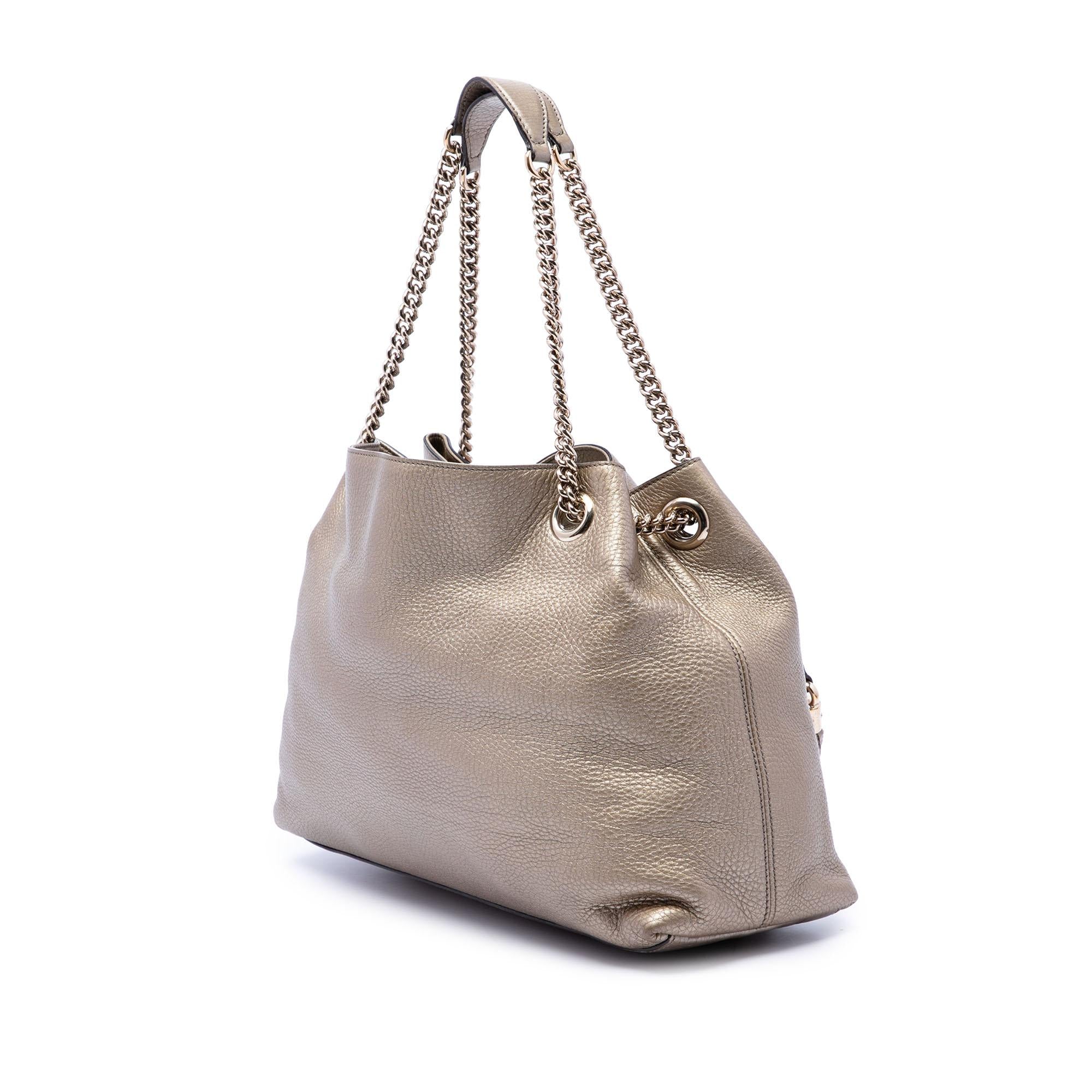 Gucci Medium Metallic Calfskin Soho Chain Tote