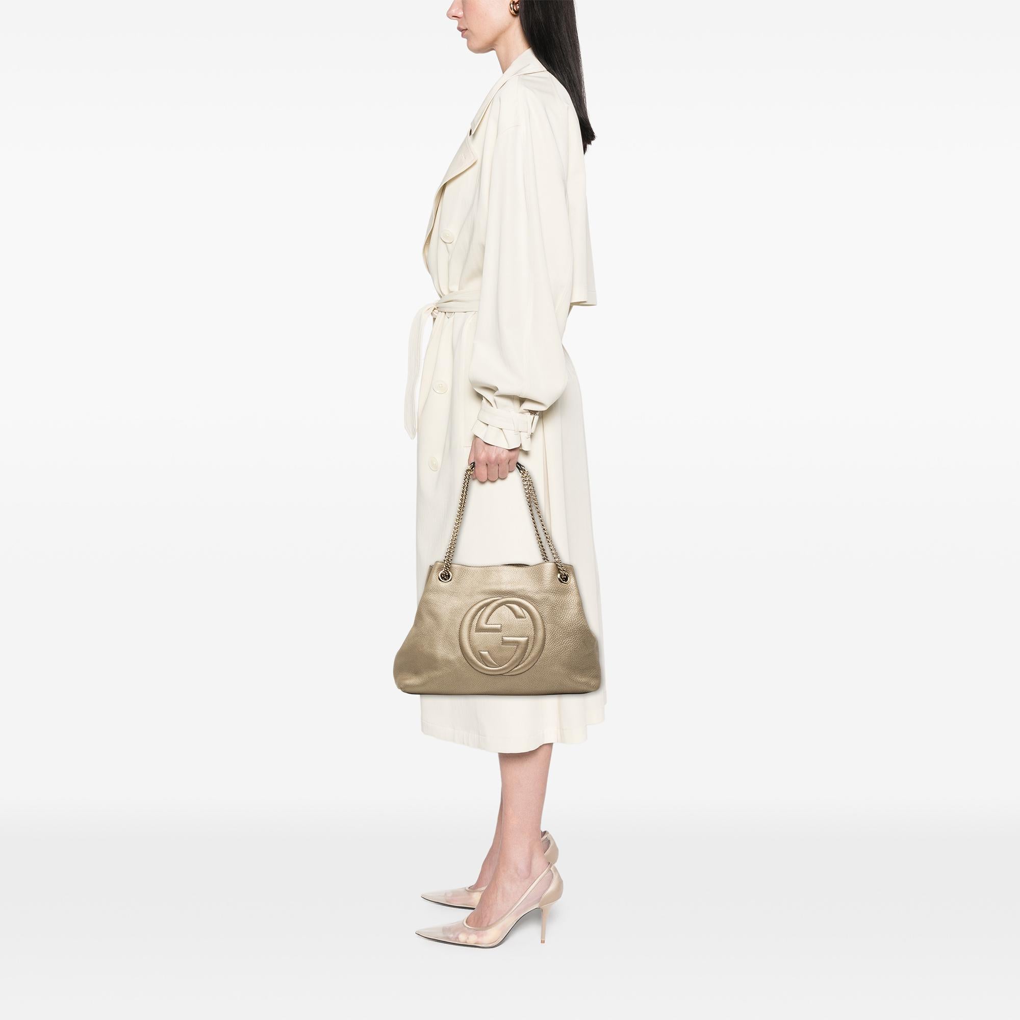 Gucci Medium Metallic Calfskin Soho Chain Tote