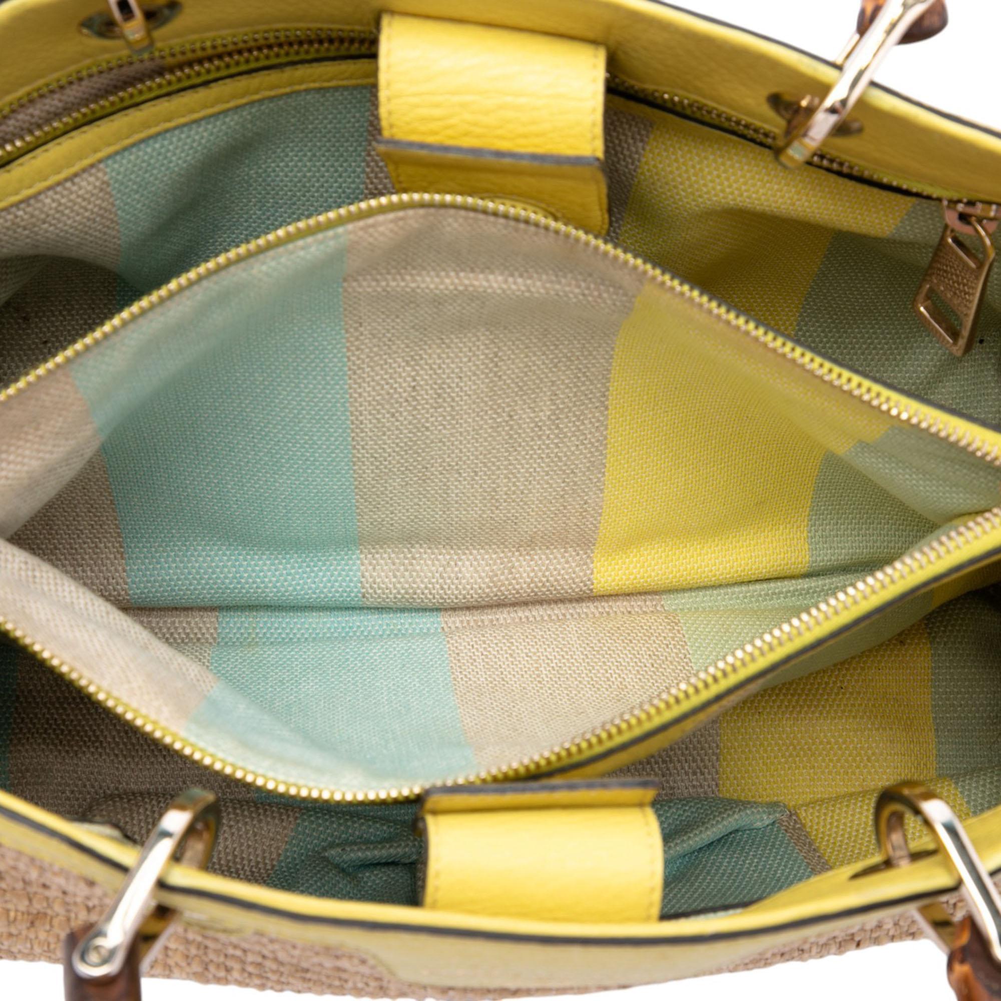 Gucci Medium Raffia Bamboo Shopper Satchel