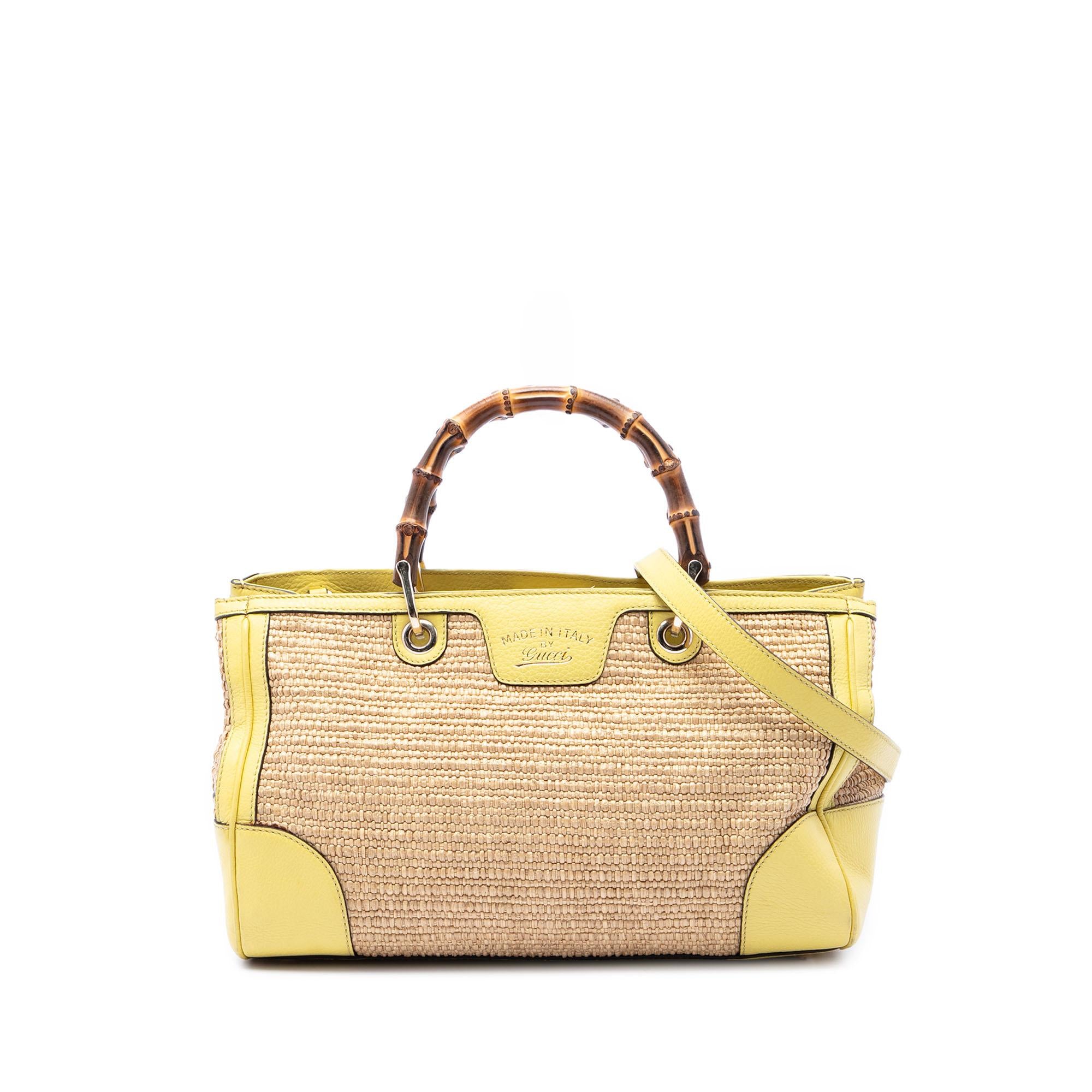 Gucci Medium Raffia Bamboo Shopper Satchel